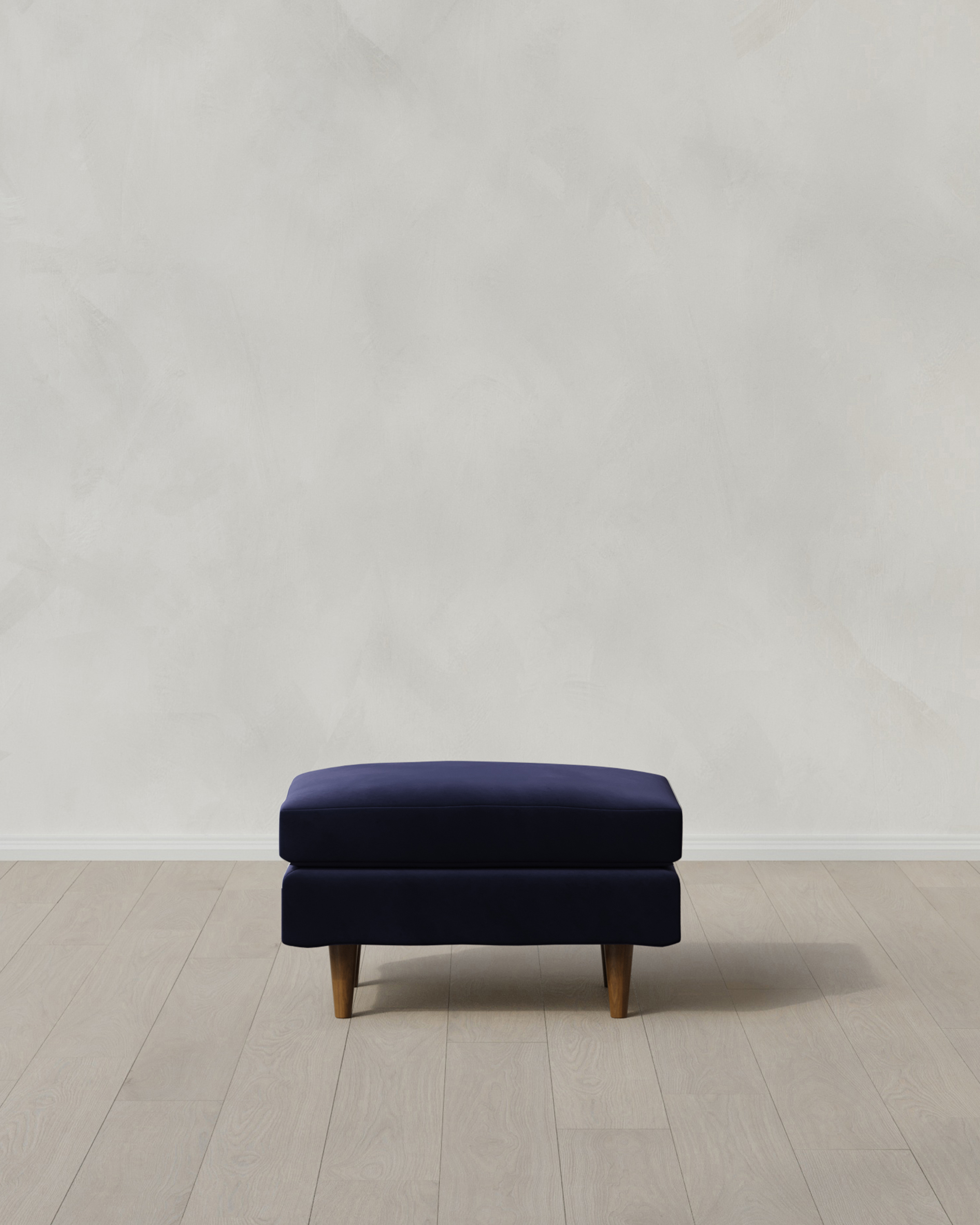 Midcentury Ottoman 32in Performance Velvet Midnight