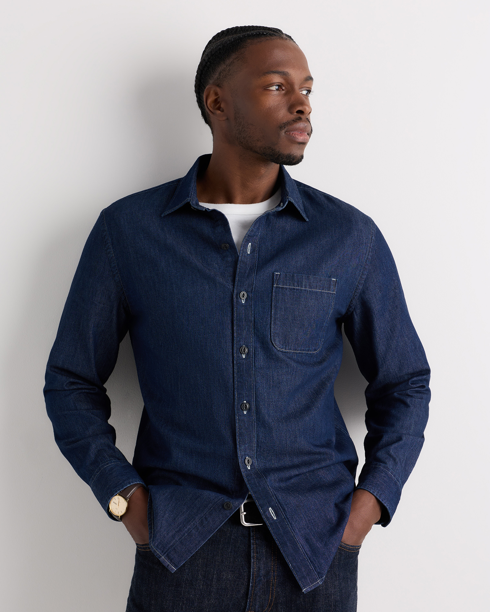 Dark Wash Heritage Washed Denim Shirt