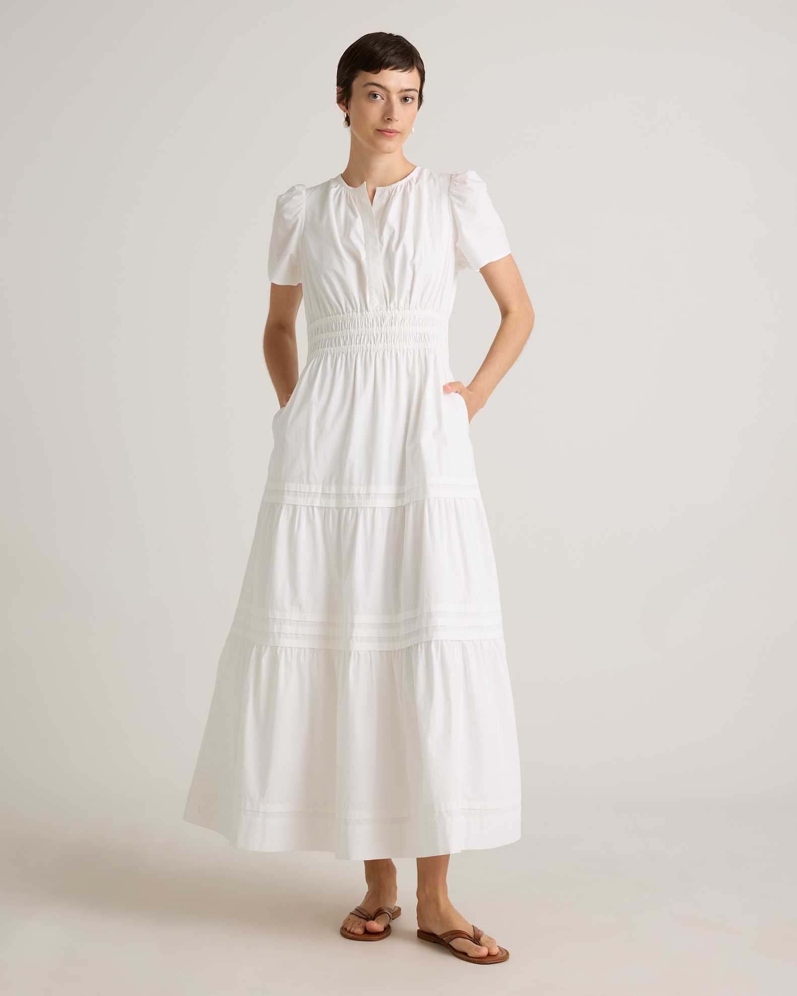 plain white cotton maxi dress cotton long white dress Sundance Cotton Smocked Maxi Dress | Off white Organic Cotton Dress