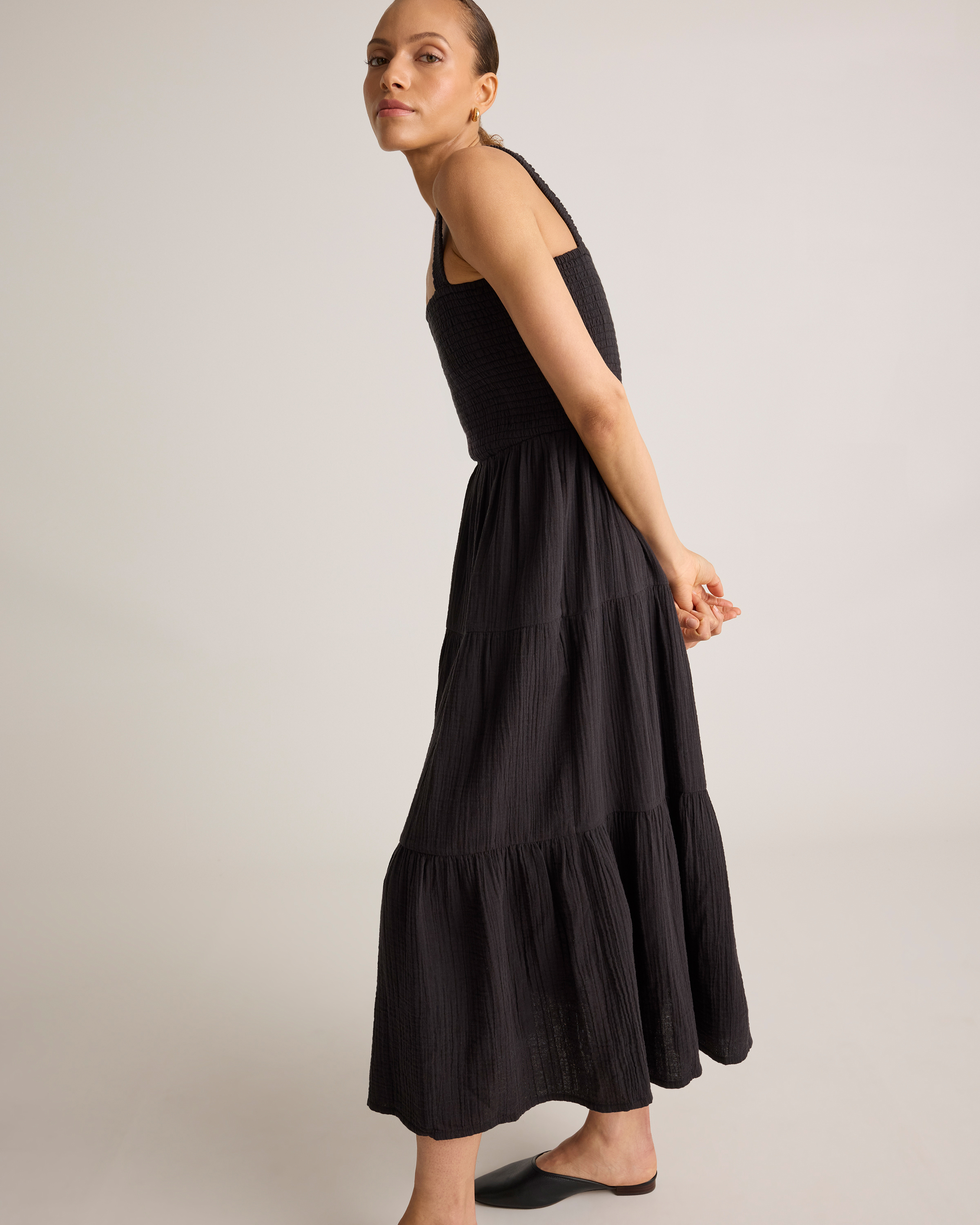 blue dress for baby girl THE POET DRESS MAXI in BLACK GAUZE main image 0