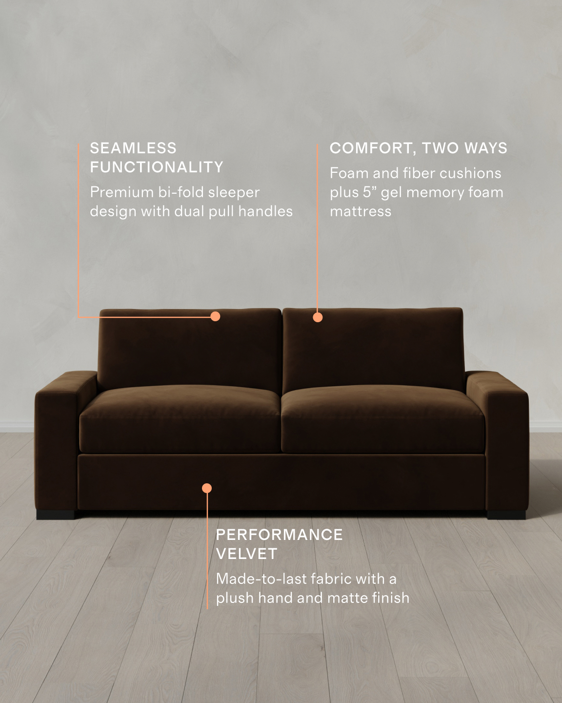 Stillman Performance Velvet Sleeper Sofa - thumbnail 3