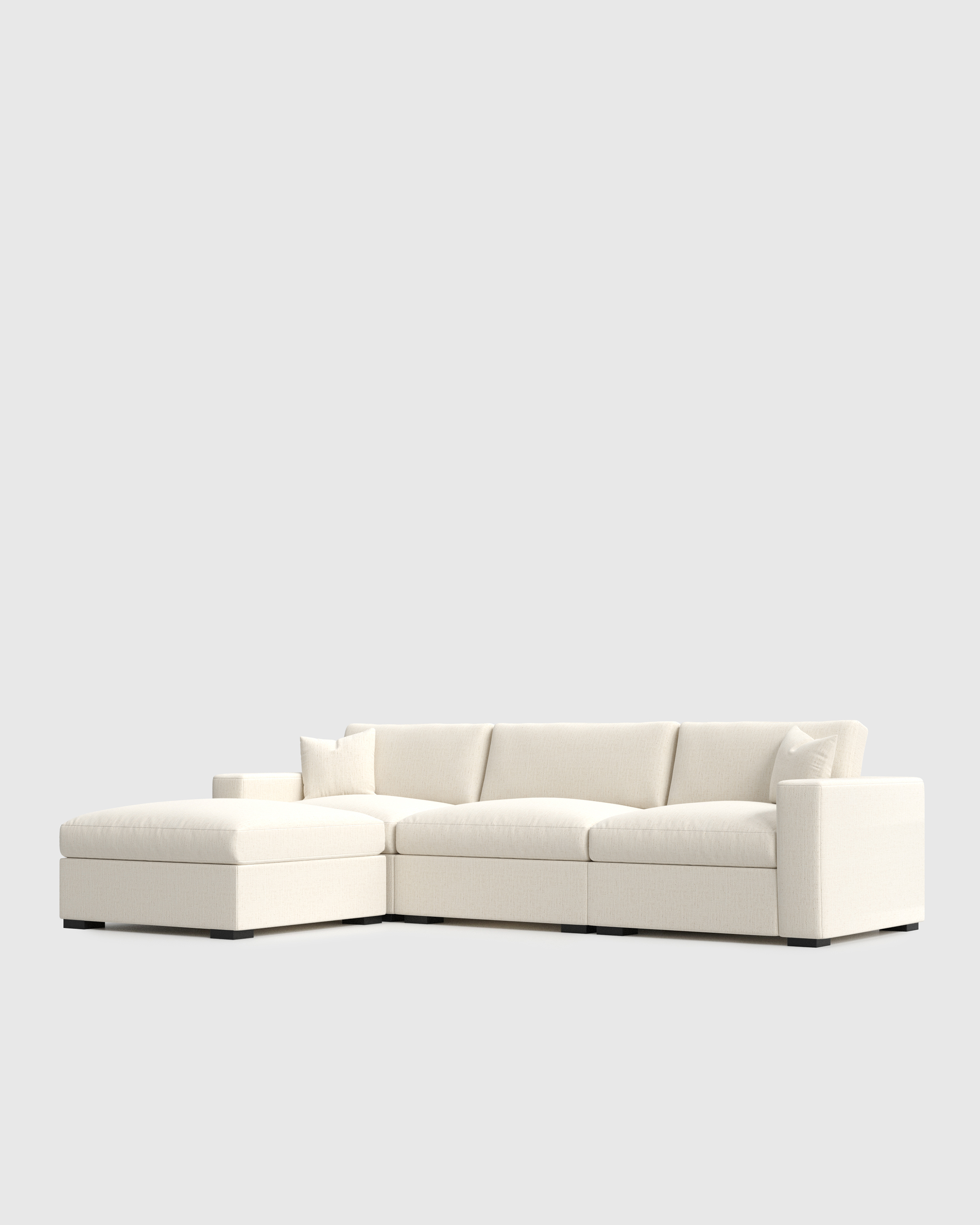 Oasis 4-Piece Chaise Sectional in Performance Chenille-Linen Blend in Snow