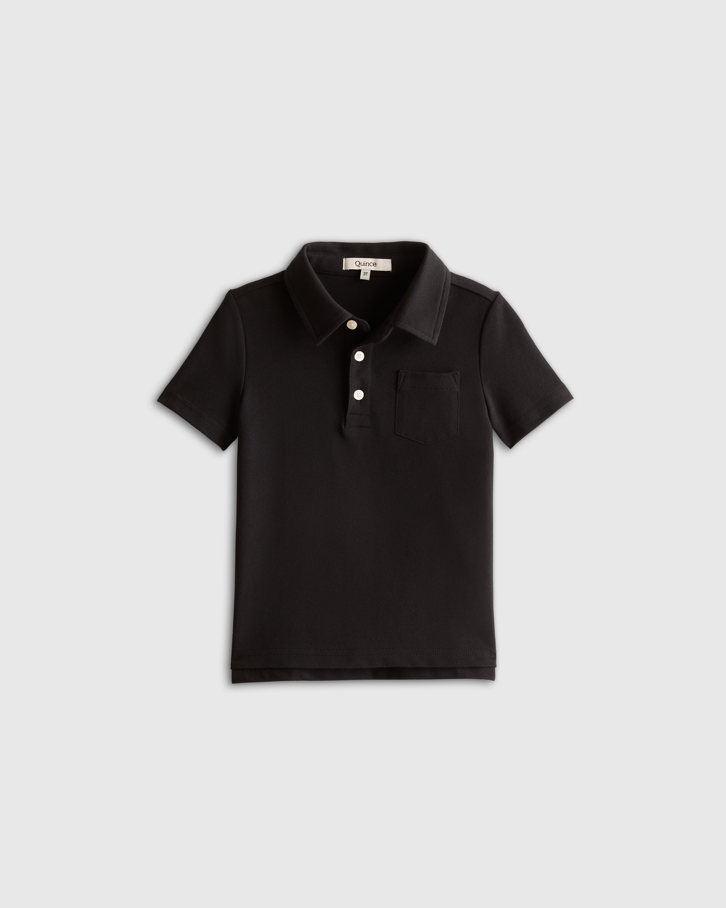 Black Organic Cotton Short Sleeve Pique Polo 