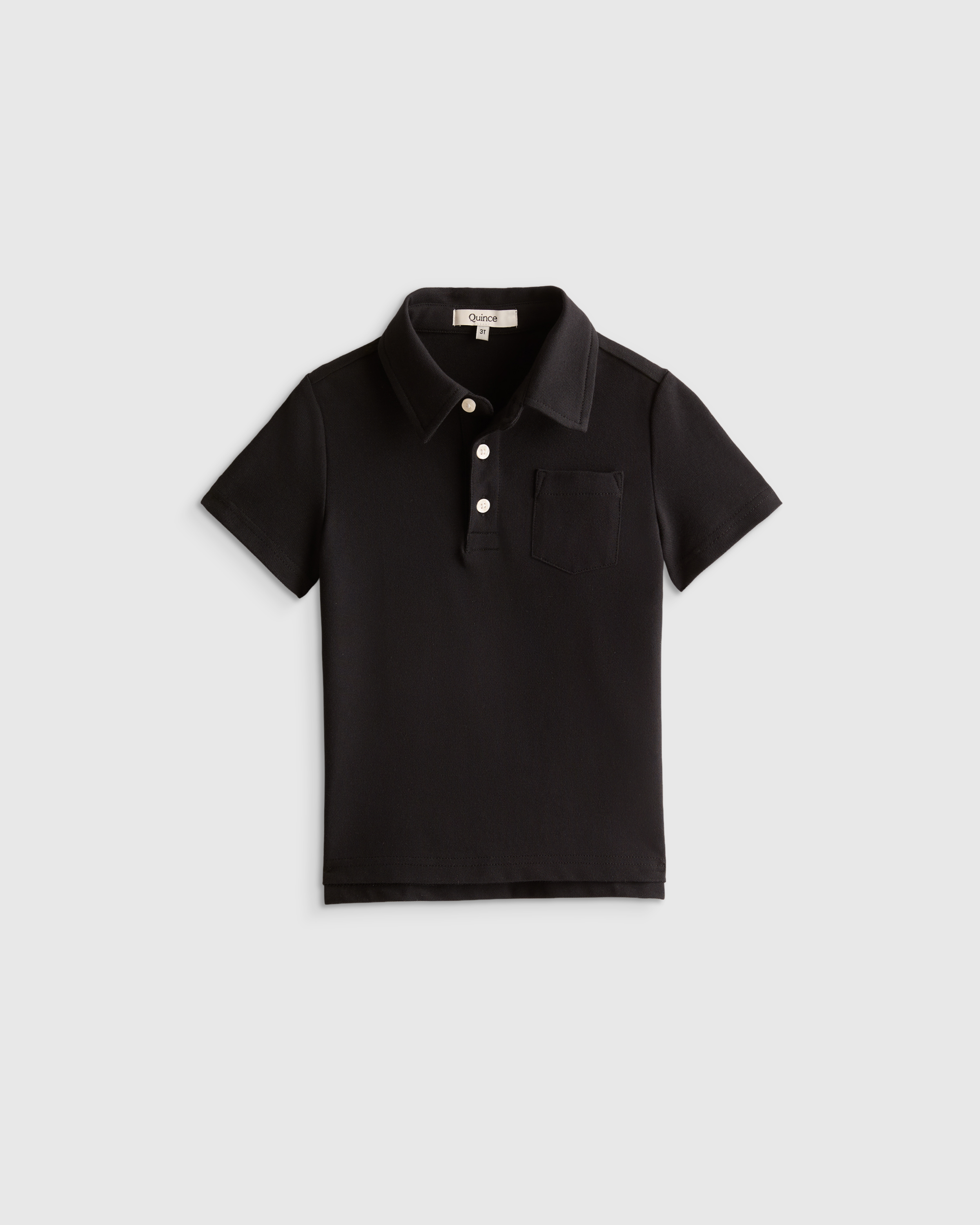Black Organic Cotton Short Sleeve Pique Polo 