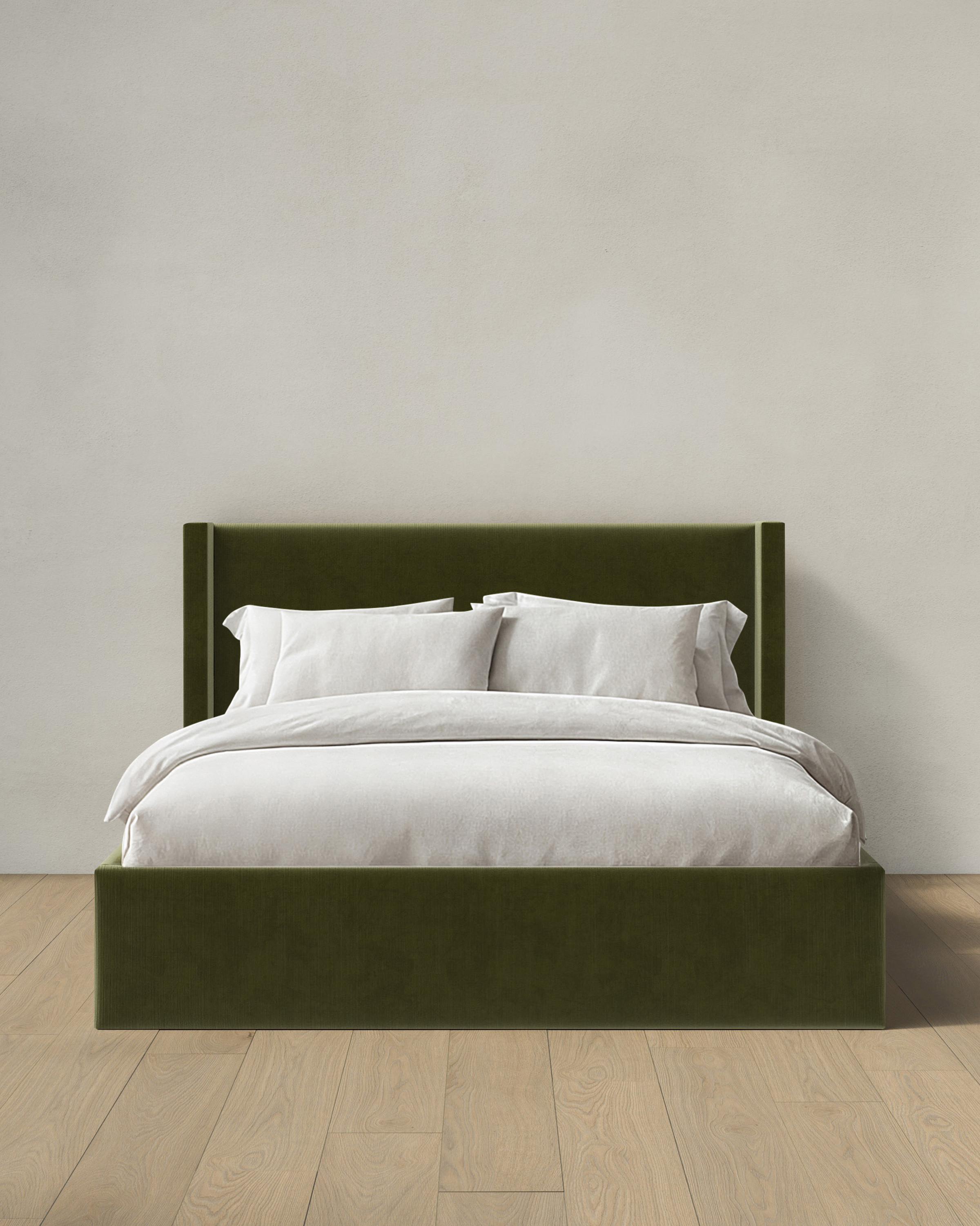 Moss Wingback Bed in Performance Velvet