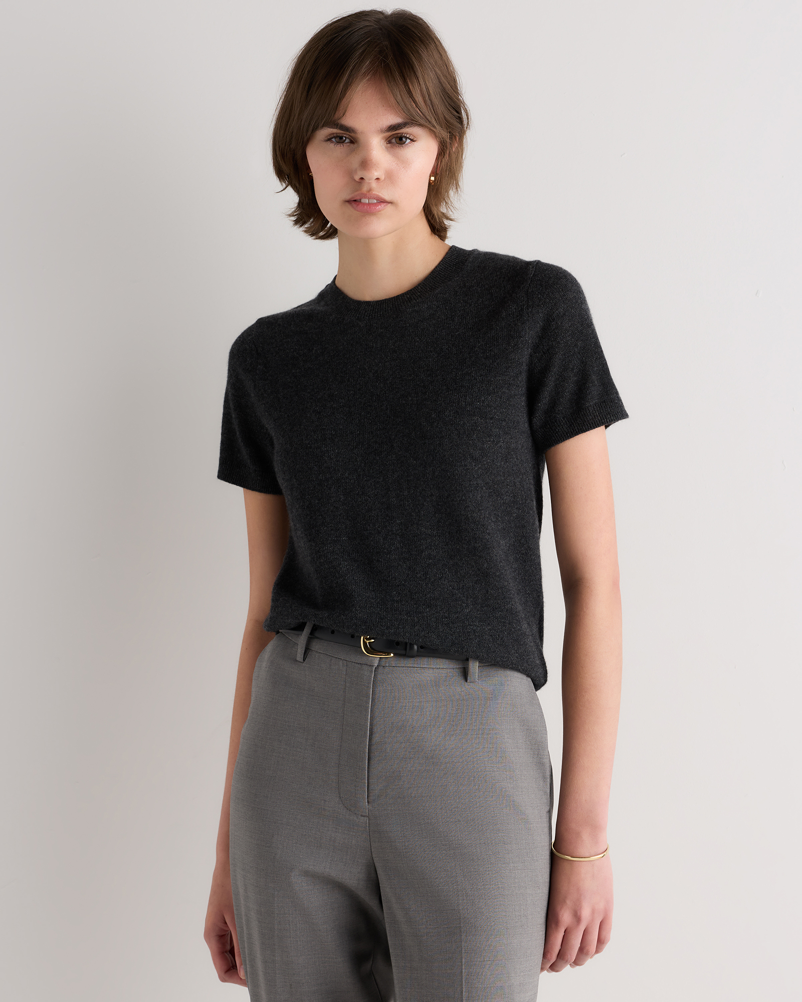 Heather Charcoal Mongolian Cashmere Tee