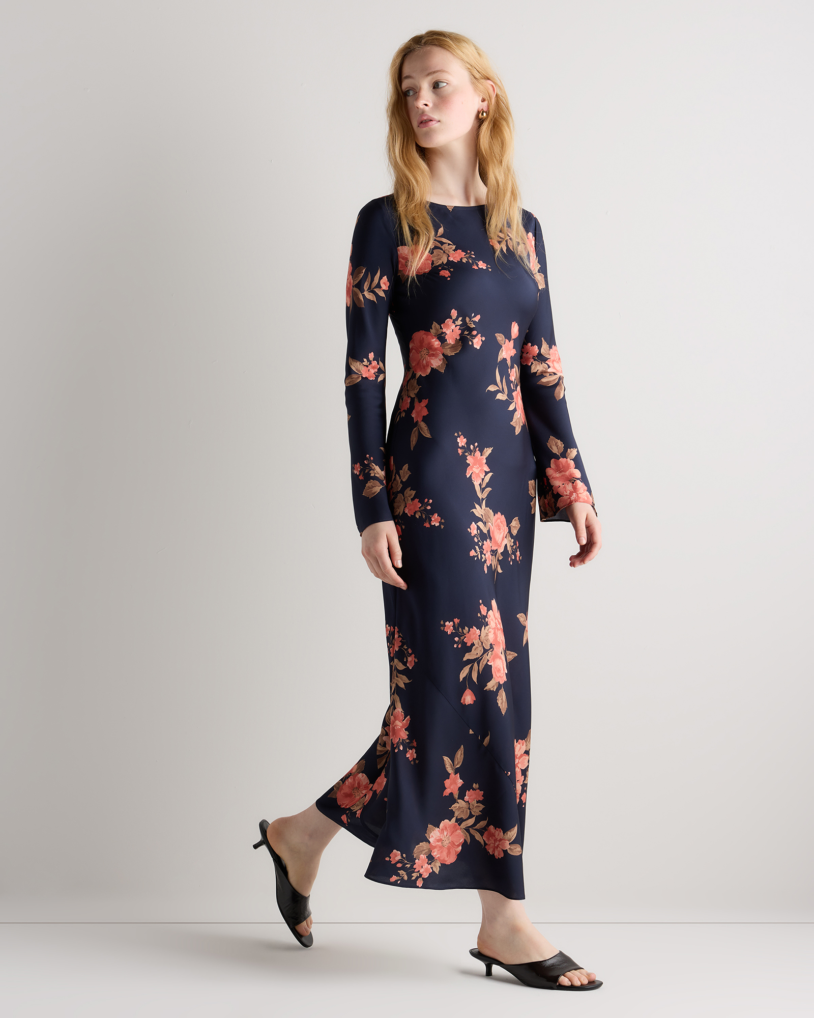 long sleeve dress silk Ladivine 7475 Dress, 10 / Nude