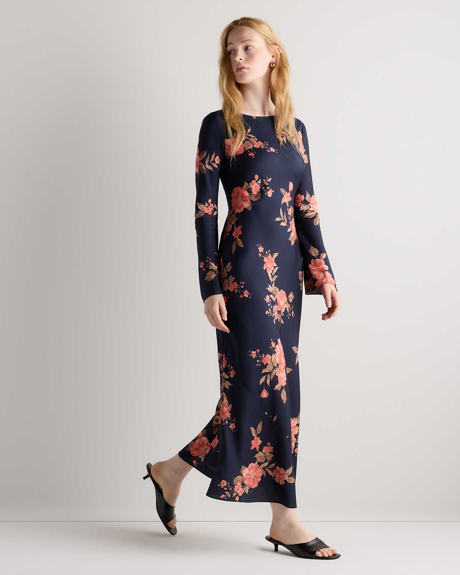 long sleeve dress silk Ladivine 7475 Dress, 10 / Nude