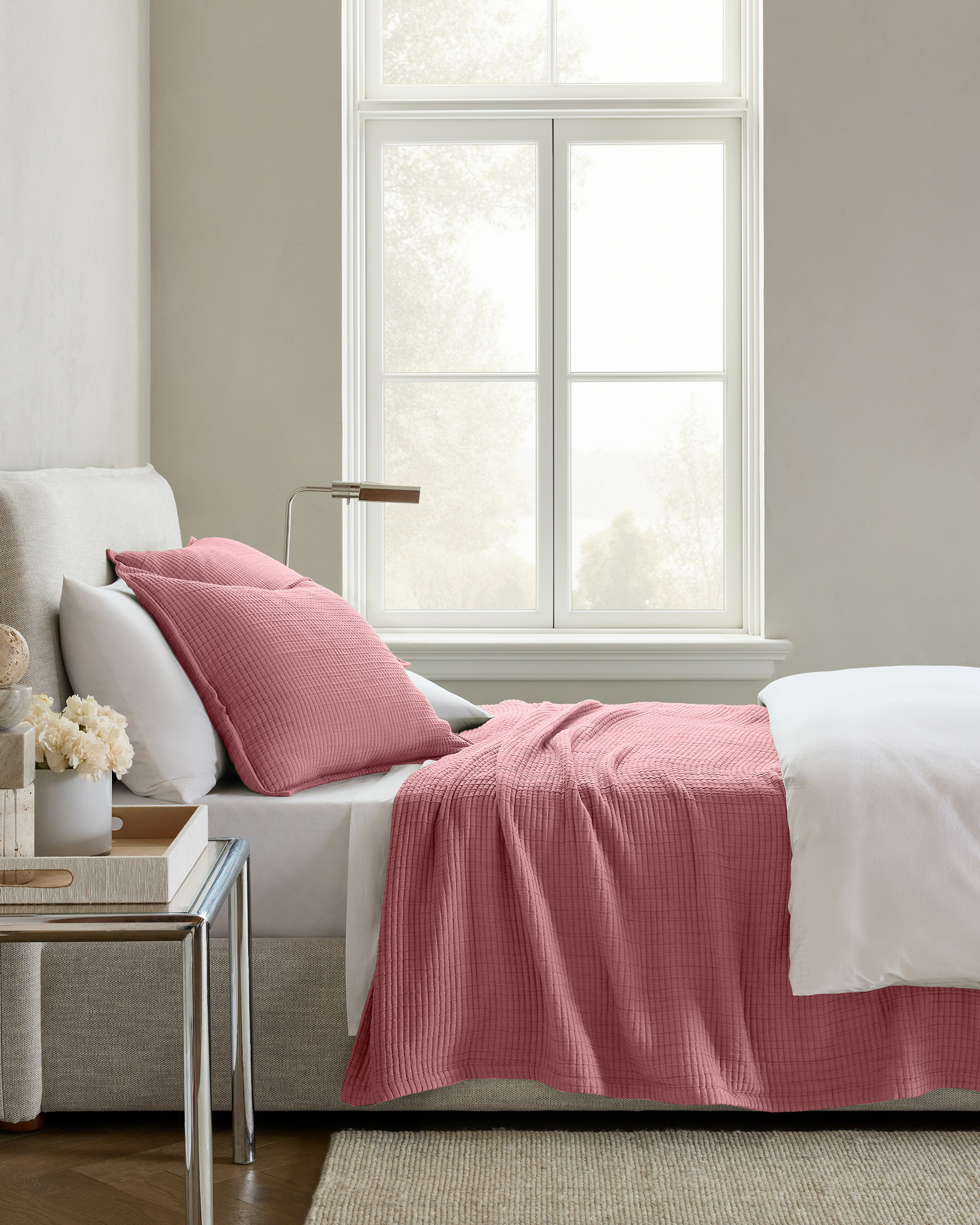 Plum Organic Ribbed Cotton Coverlet