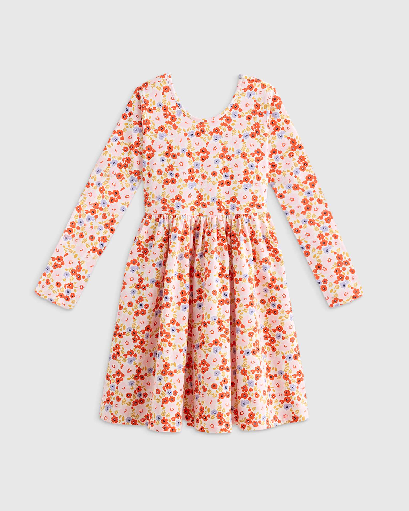 Long Sleeve Skater Dress in Poppy Floral, Size 6, Organic Cotton by Quince - Kid's Long Sleeve Skater Dress in Poppy Floral, Size 6, Organic Cotton by Quince - Kid's
