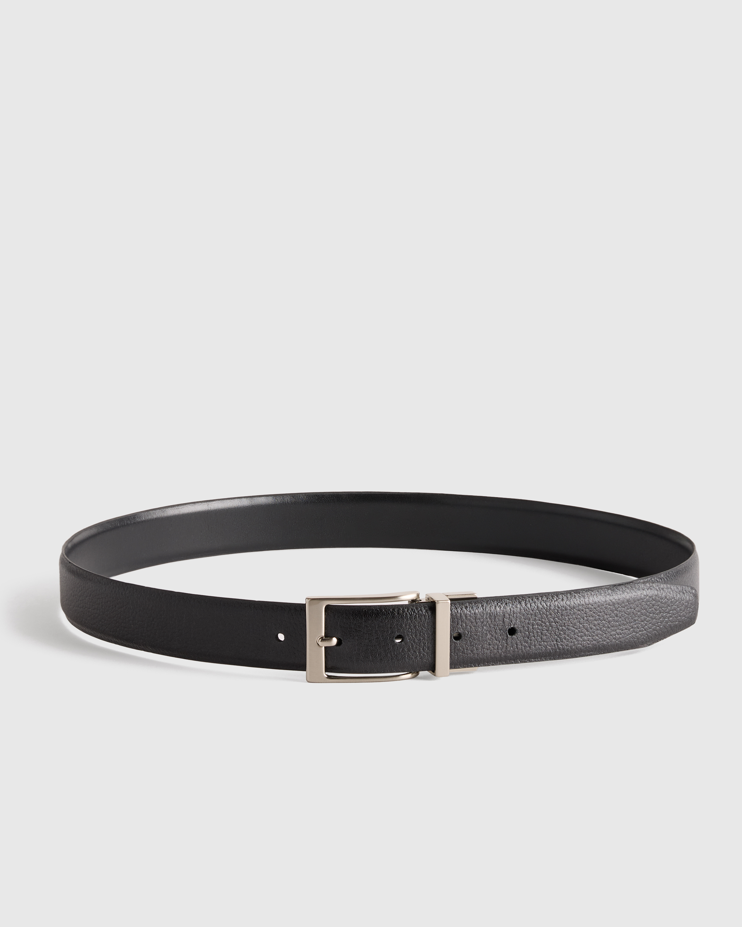 Black/Black Owen Calfskin Leather Reversible Dress Belt