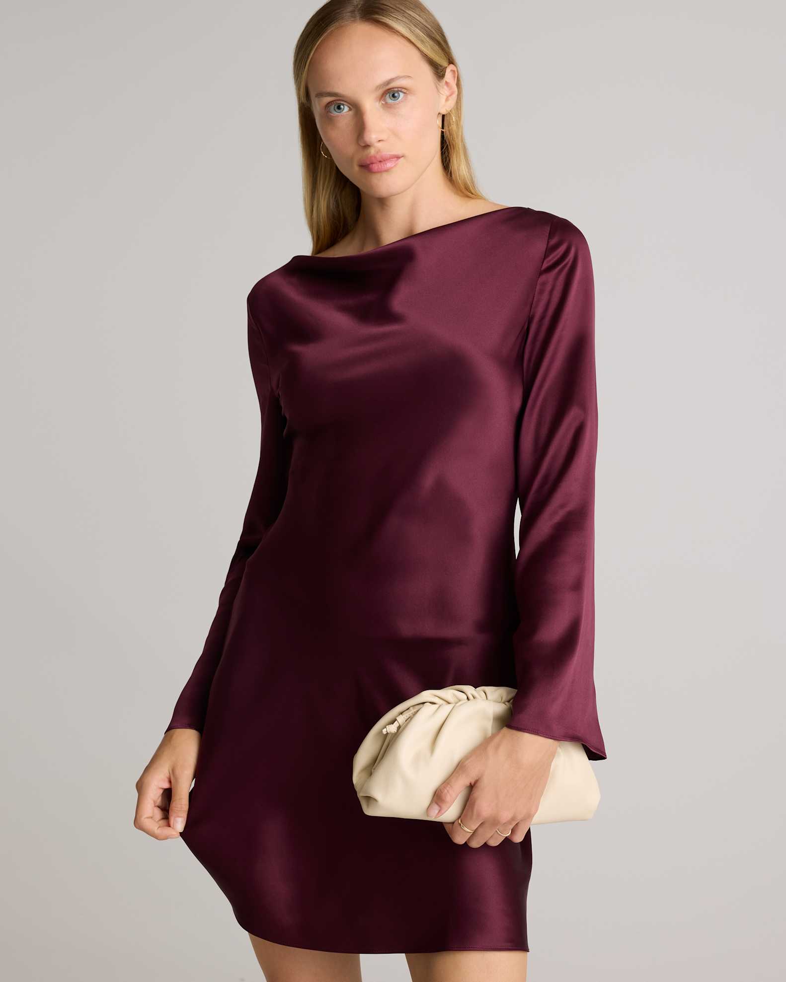 100% Washable Silk Long Sleeve Mini Dress 100% Washable Silk Long Sleeve Mini Dress