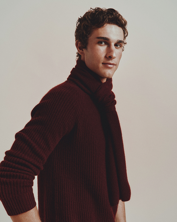 Rich Burgundy Mongolian Cashmere Crewneck Sweater