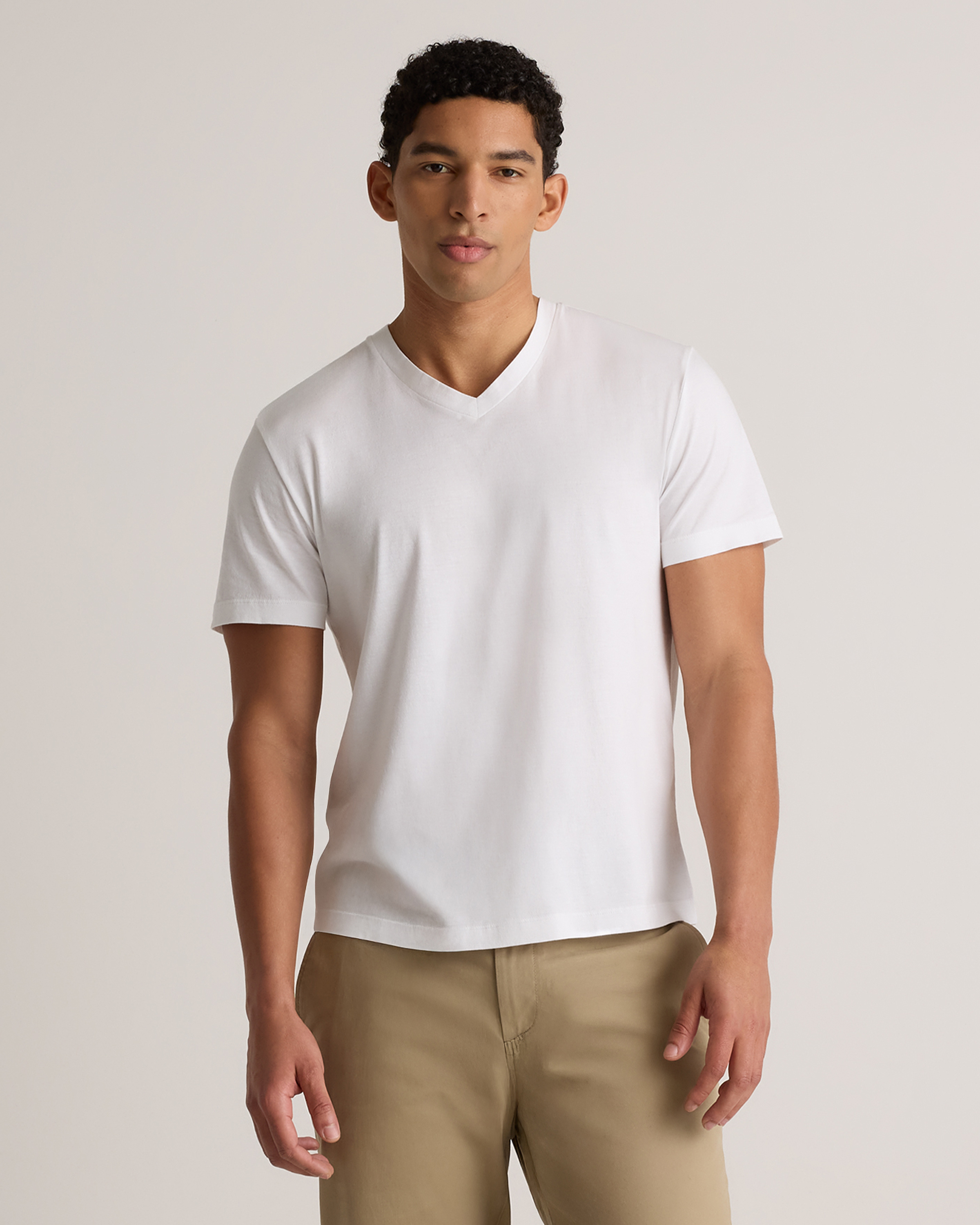 Quince Men's 100% Pima Cotton Luxe Touch V-neck T-shirt In White