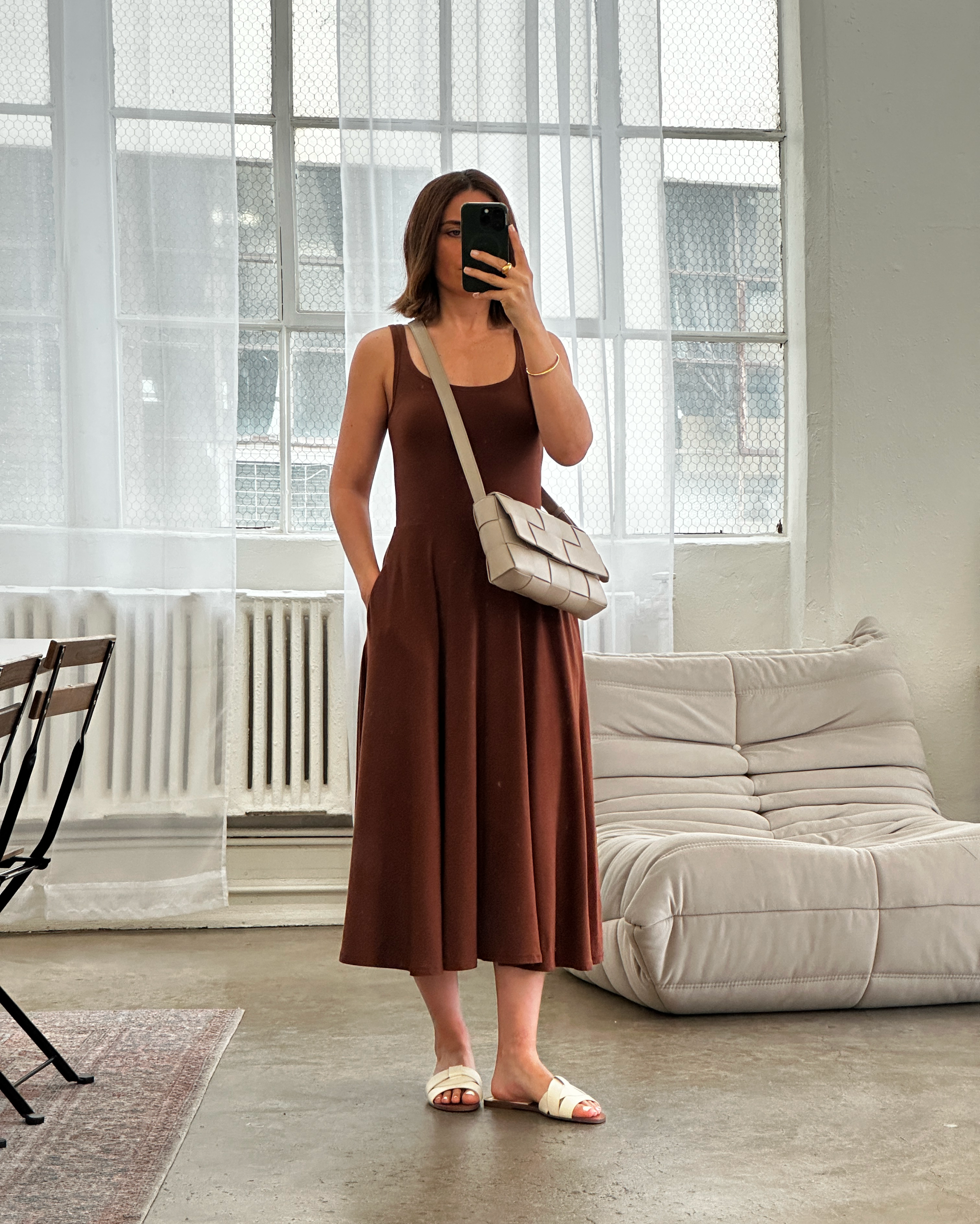Brown Tencel Jersey Fit & Flare Dress