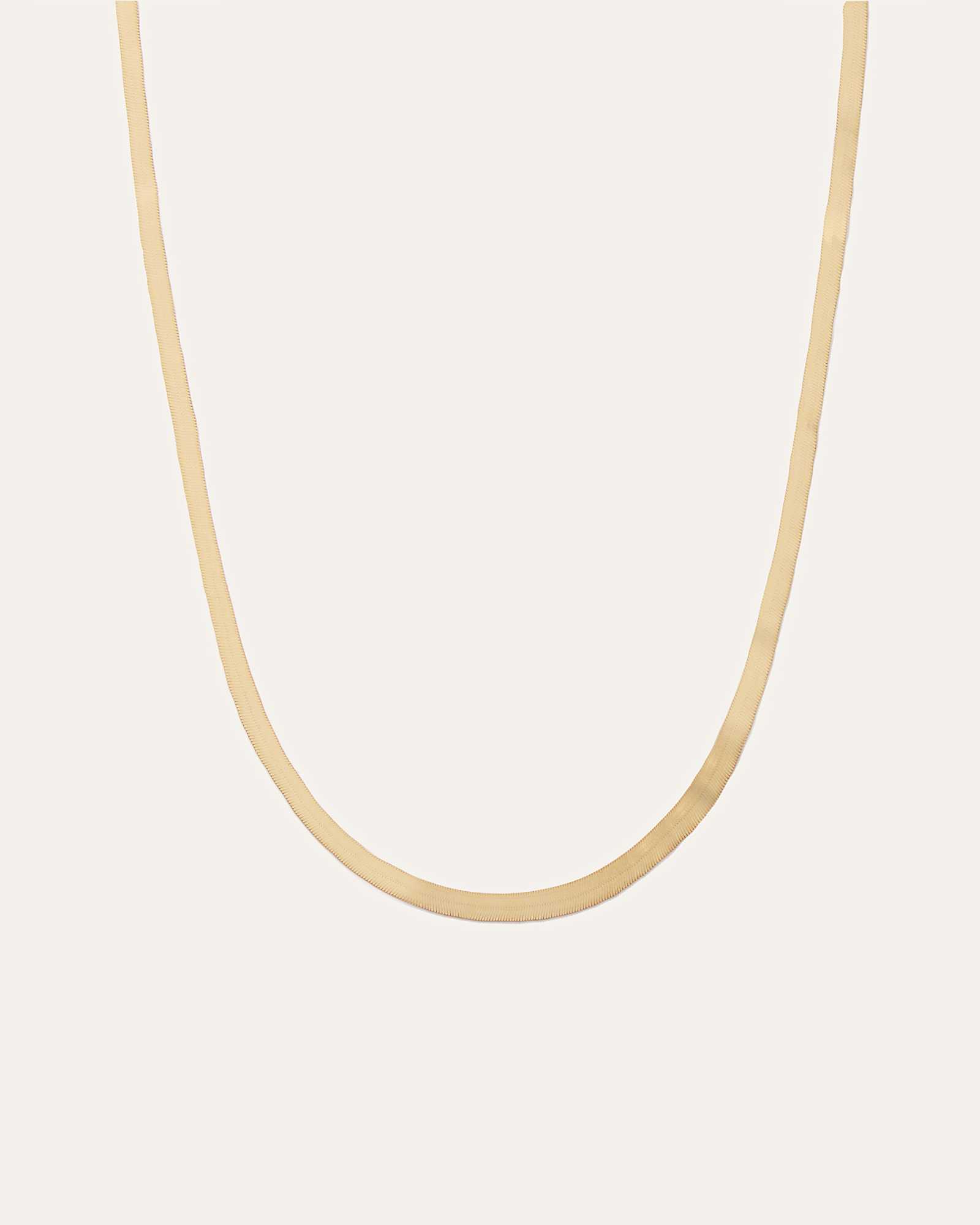 14K Gold Adjustable Herringbone Chain Necklace