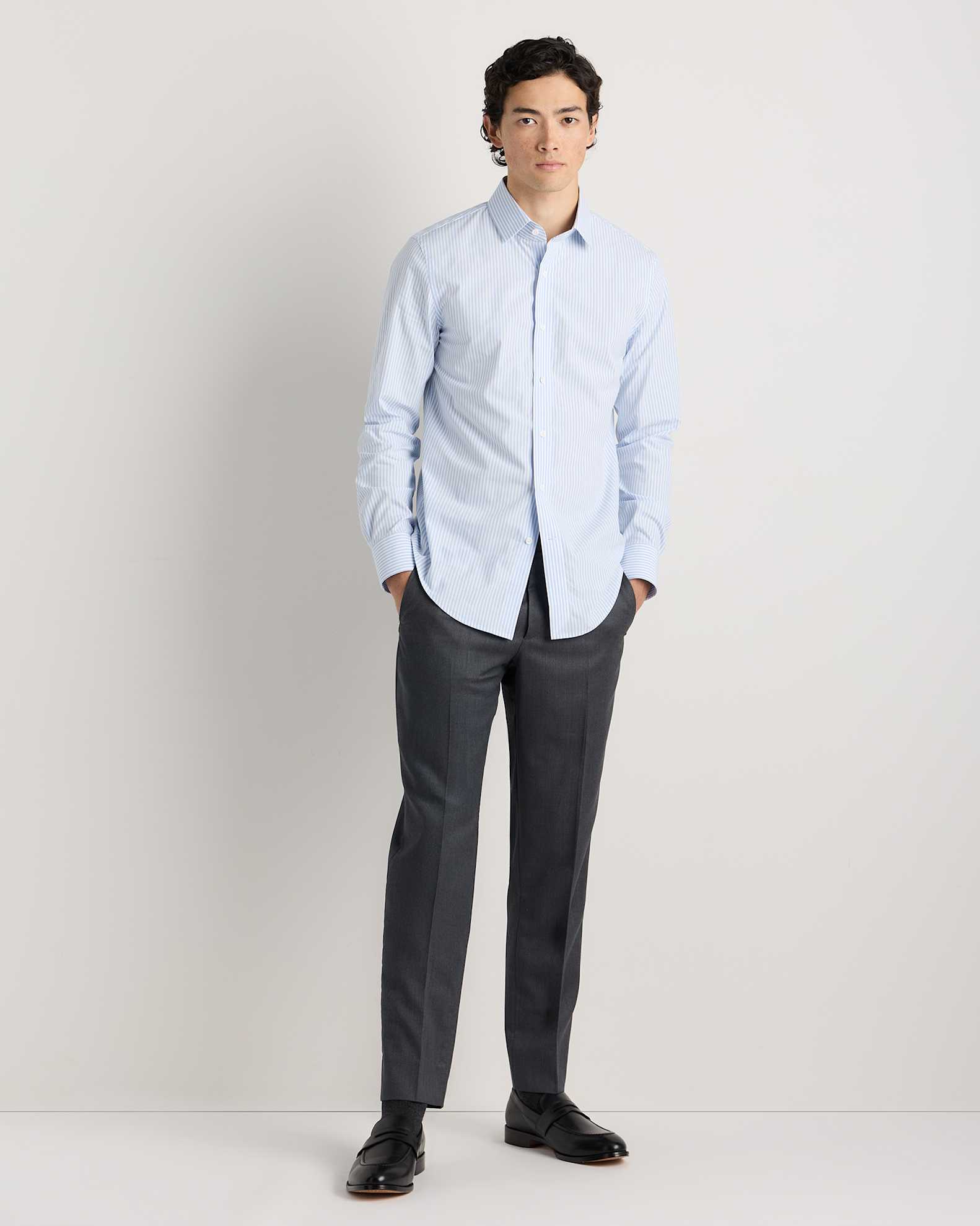 Men's Stretch Poplin Dress Shirt in Light Blue Stripe, Size XXL, Organic Cotton by Quince Men's Stretch Poplin Dress Shirt in Light Blue Stripe, Size XXL, Organic Cotton by Quince