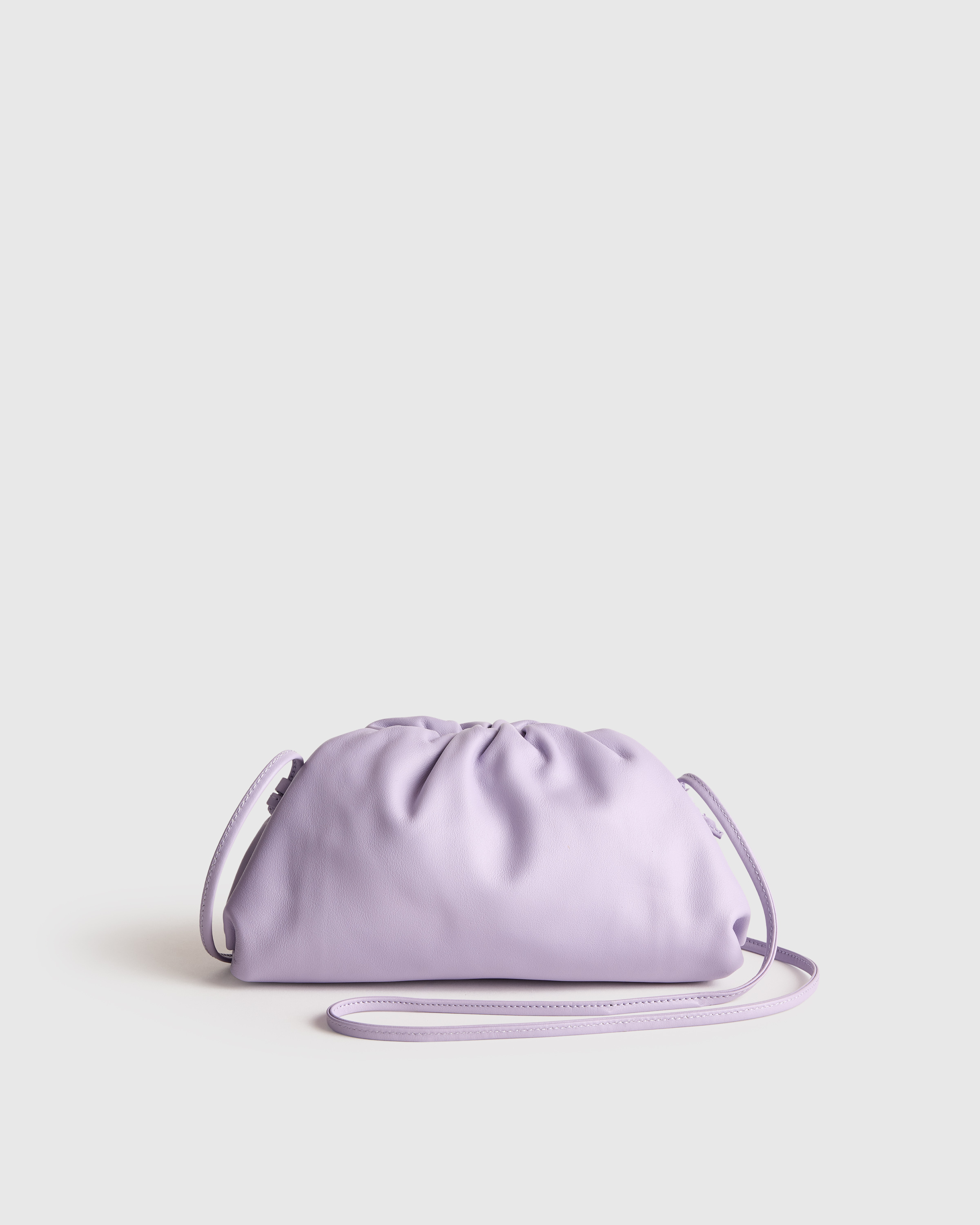 Pastel Lilac Italian Leather Pouch Crossbody Clutch