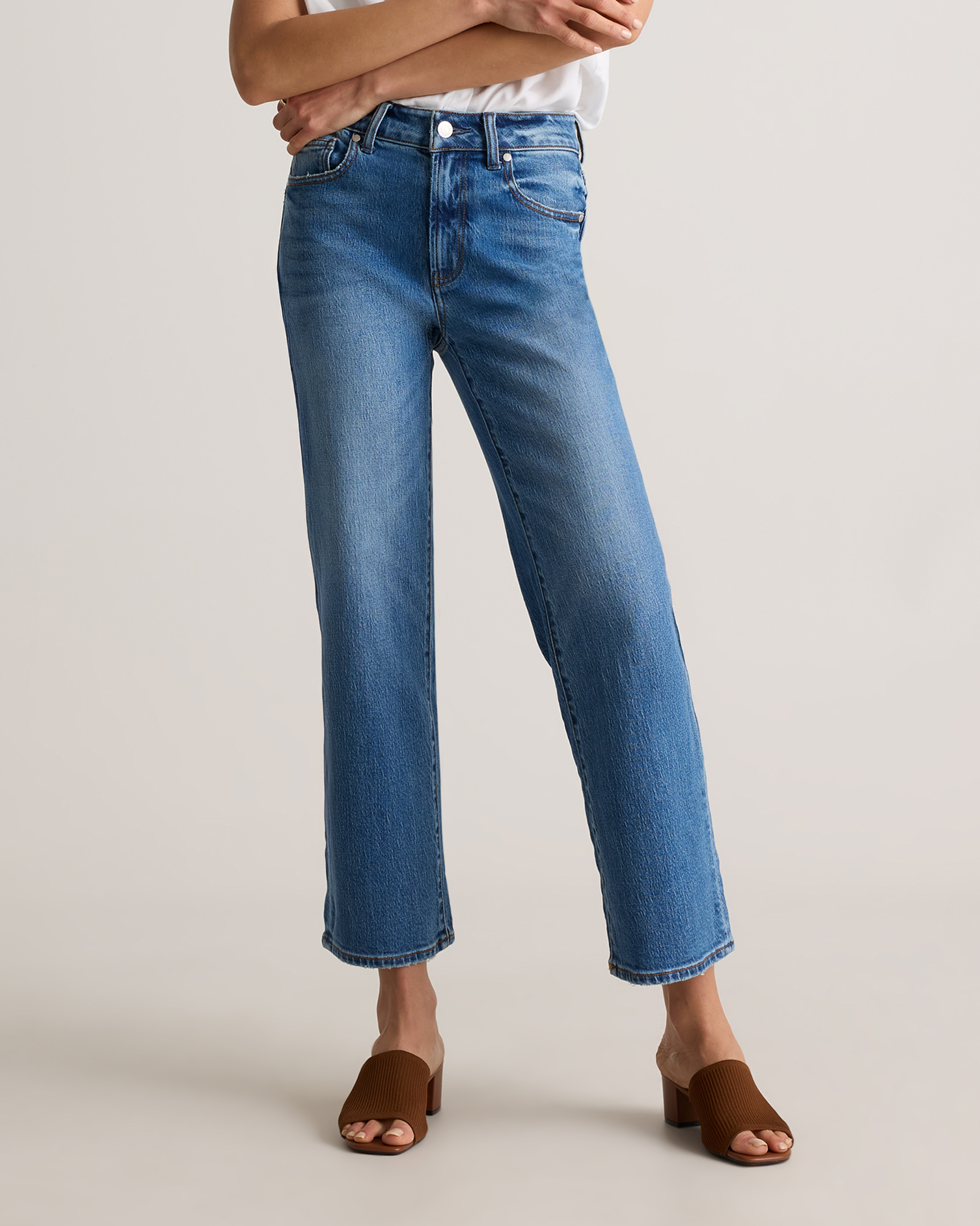Atlantic Blue Bella Stretch Cropped Straight Jeans