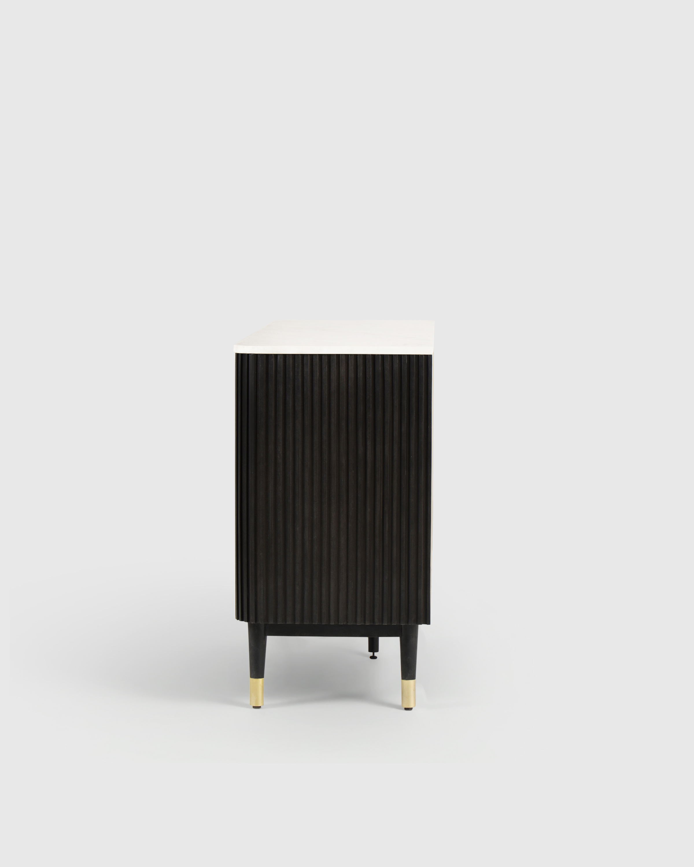Ribbed Oak and Marble Sideboard - thumbnail 4