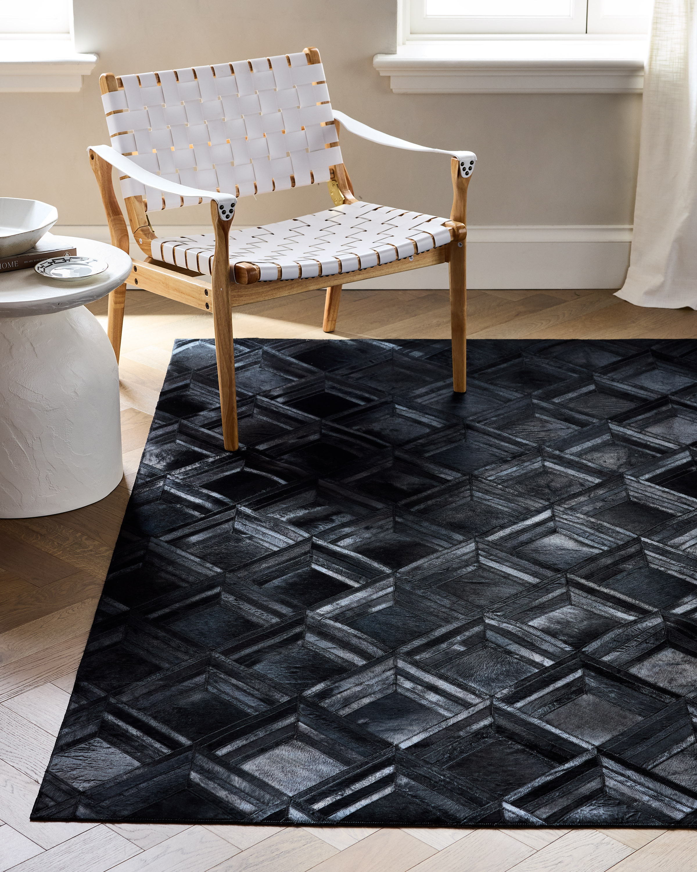 Blocks Hair on Hide Rug in Black