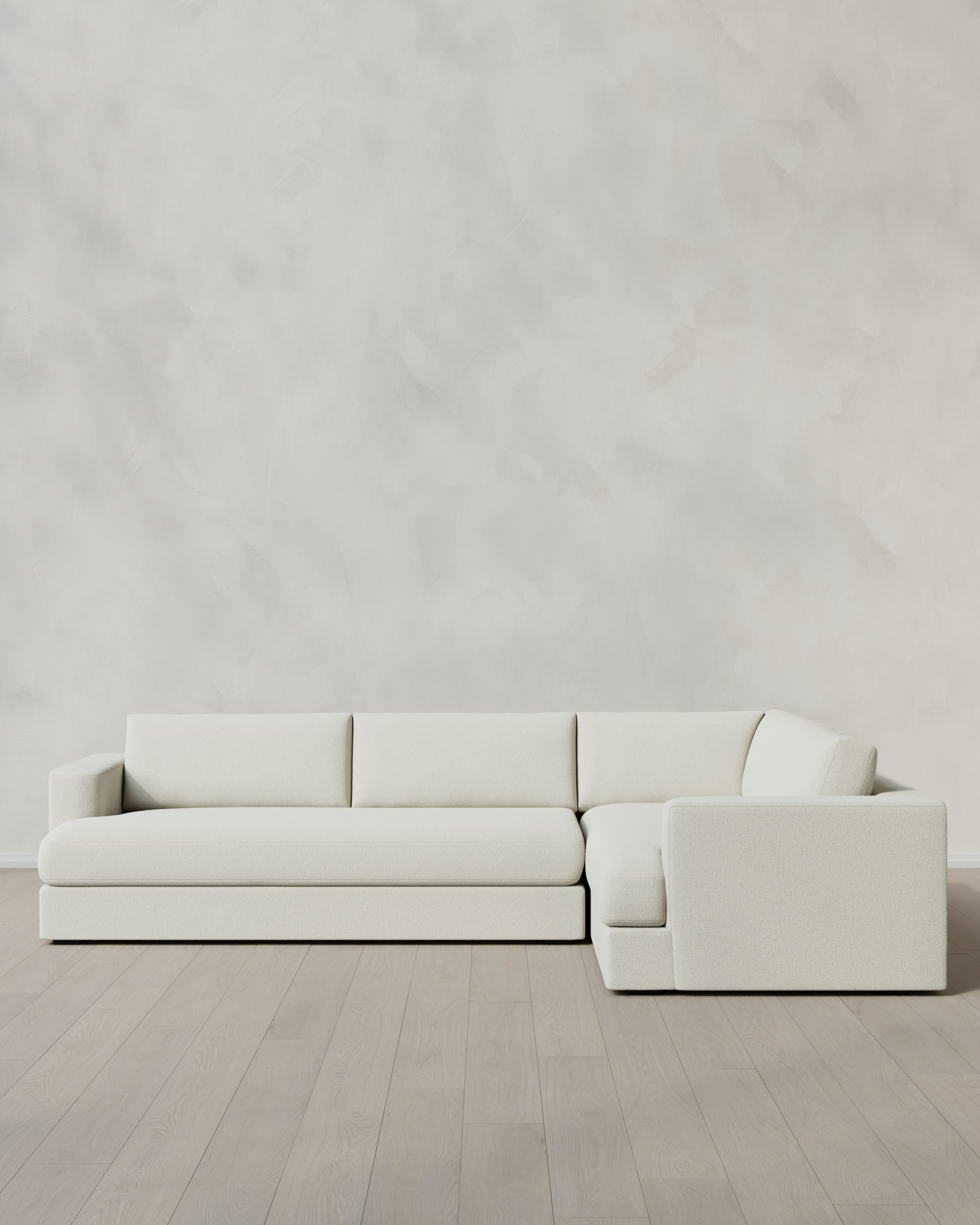 Ivory Sierra Curved Arm L Sectional in Performance Basketweave