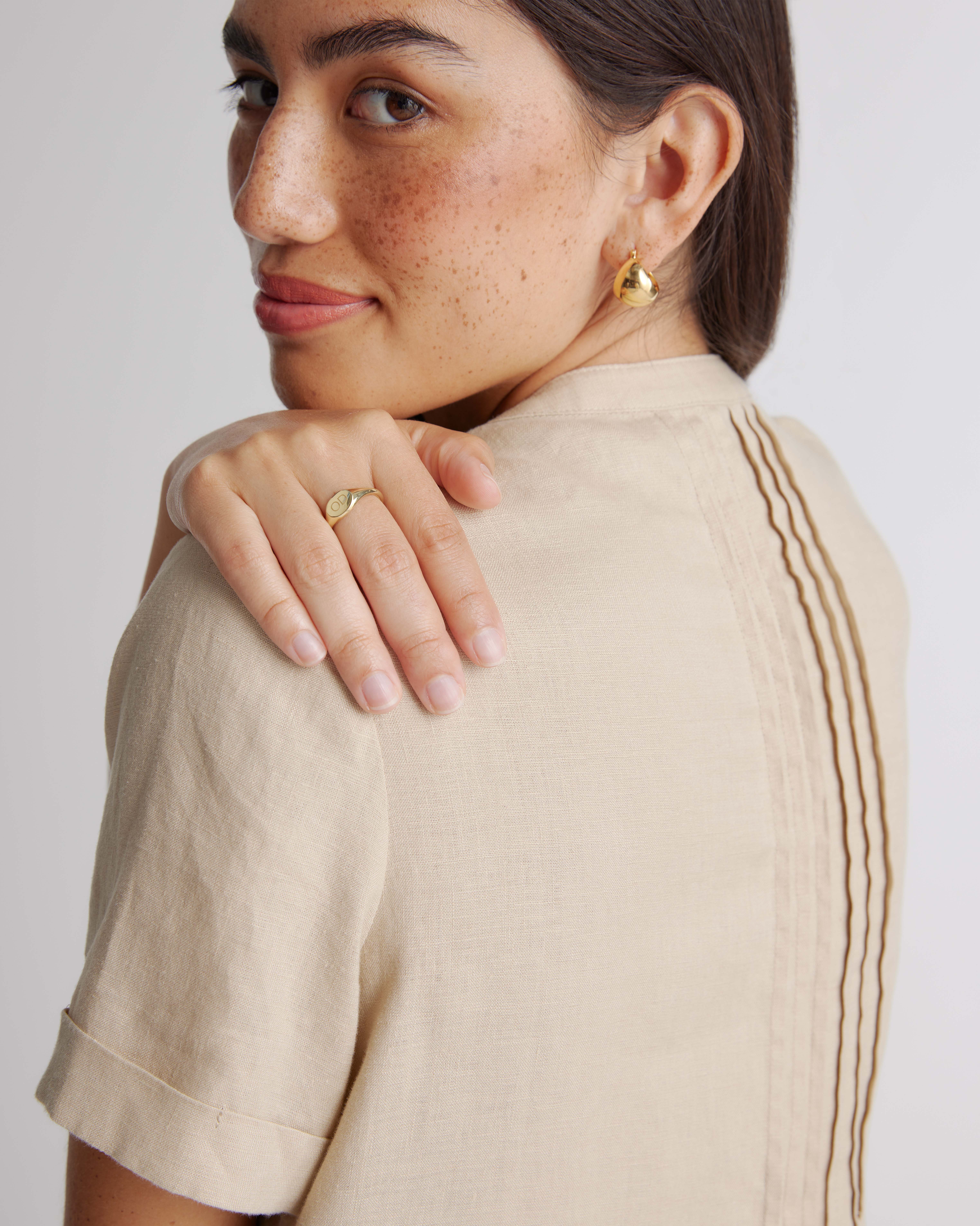 knee length dresses for ladies European Linen White Button Dress White / European Linen / Large