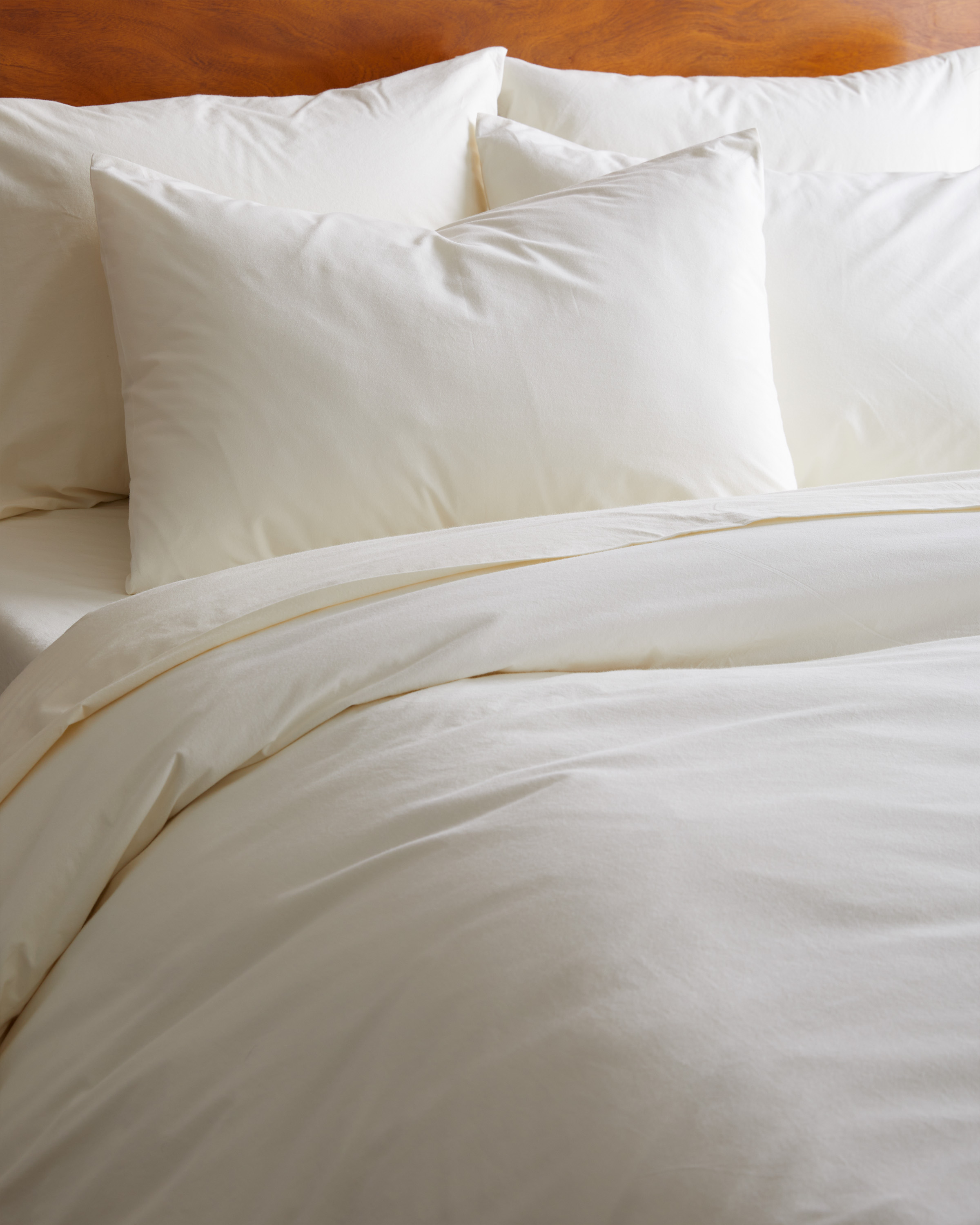 Organic Brushed Cotton Duvet Cover Set - Ivory, King/Cal King