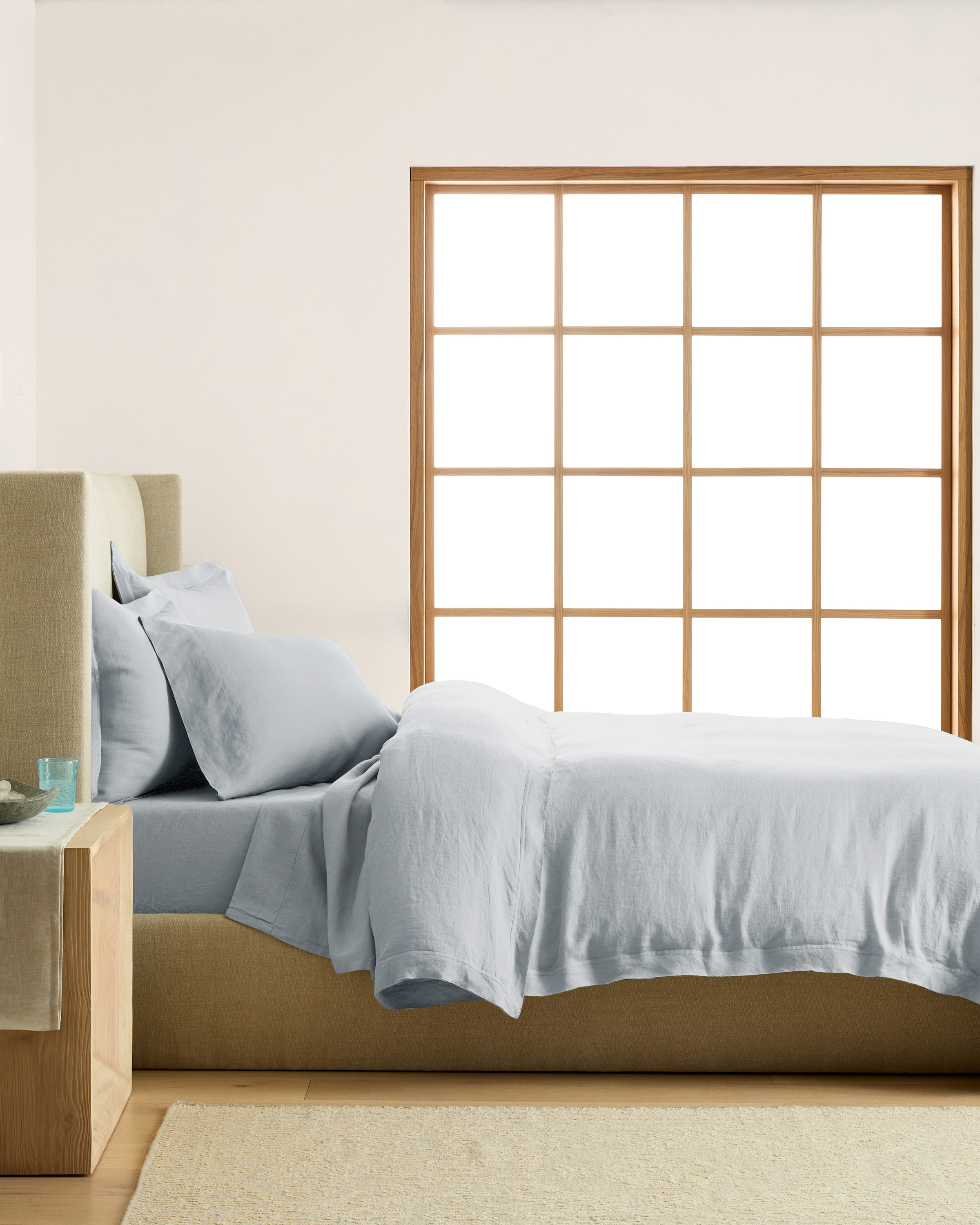 Mist European Linen Double Flange Duvet Cover