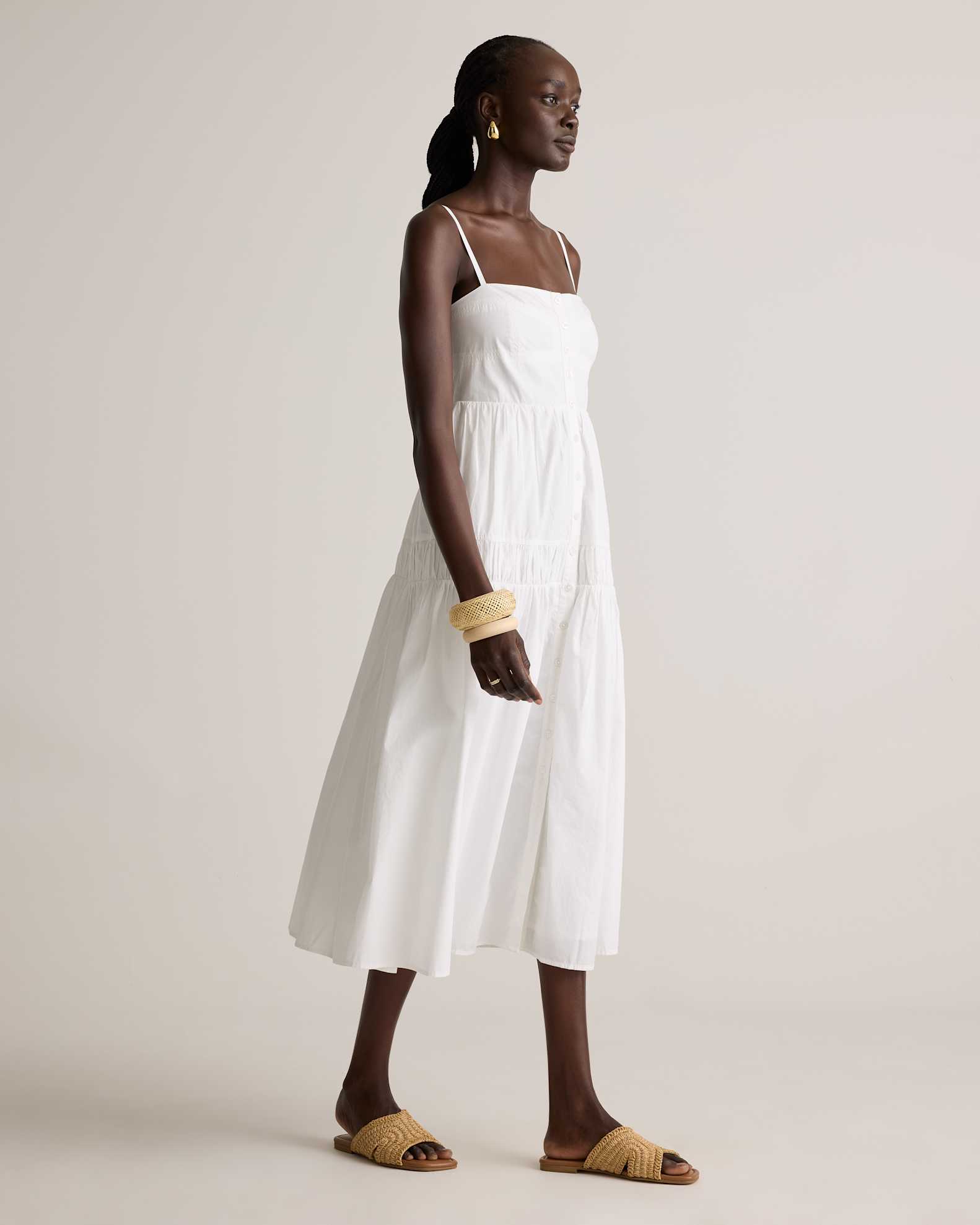 100% Organic Cotton Spaghetti Strap Maxi Dress in Classic White 100% Organic Cotton Spaghetti Strap Maxi Dress in Classic White