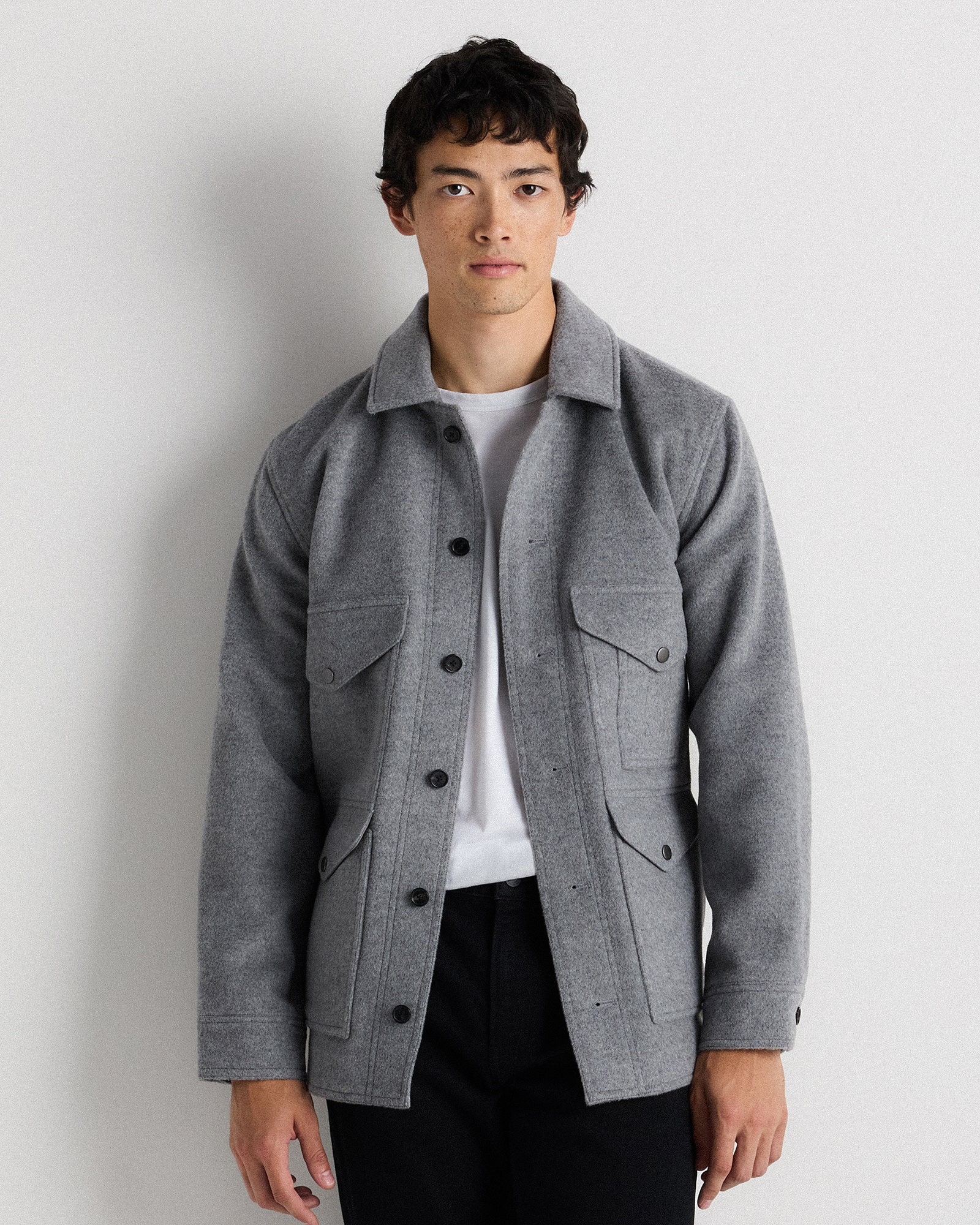 Heather Grey Wool Cashmere Field Jacket