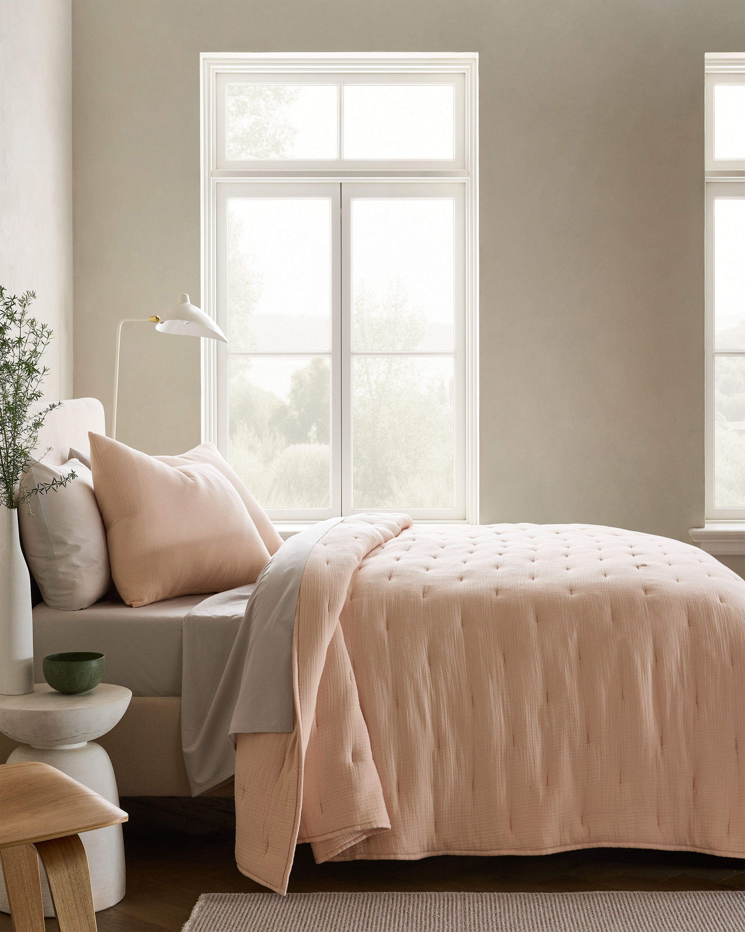 Soft Pink Organic Airy Gauze Dream Quilt