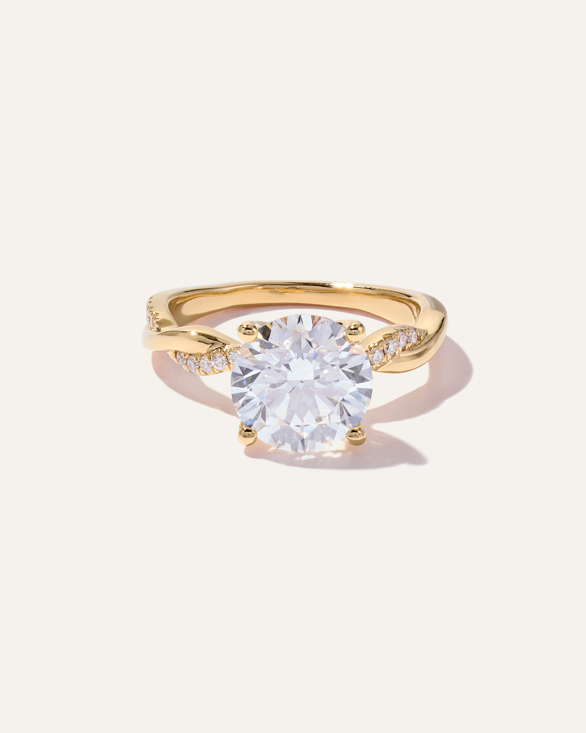 Yellow Gold Lab Grown Diamond Round Twisted Engagement Ring - 3ct