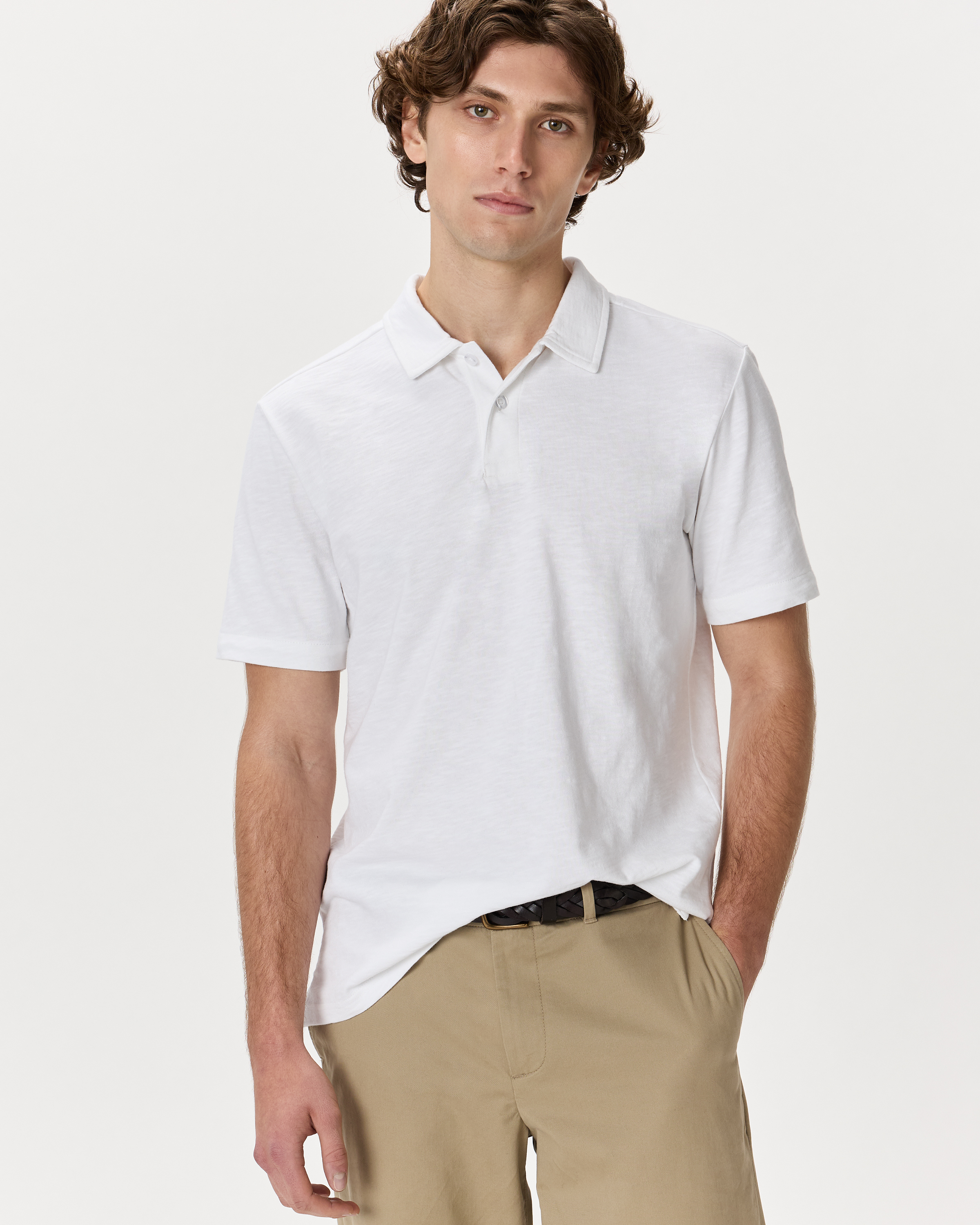 Quince Men's Slub Polo In White