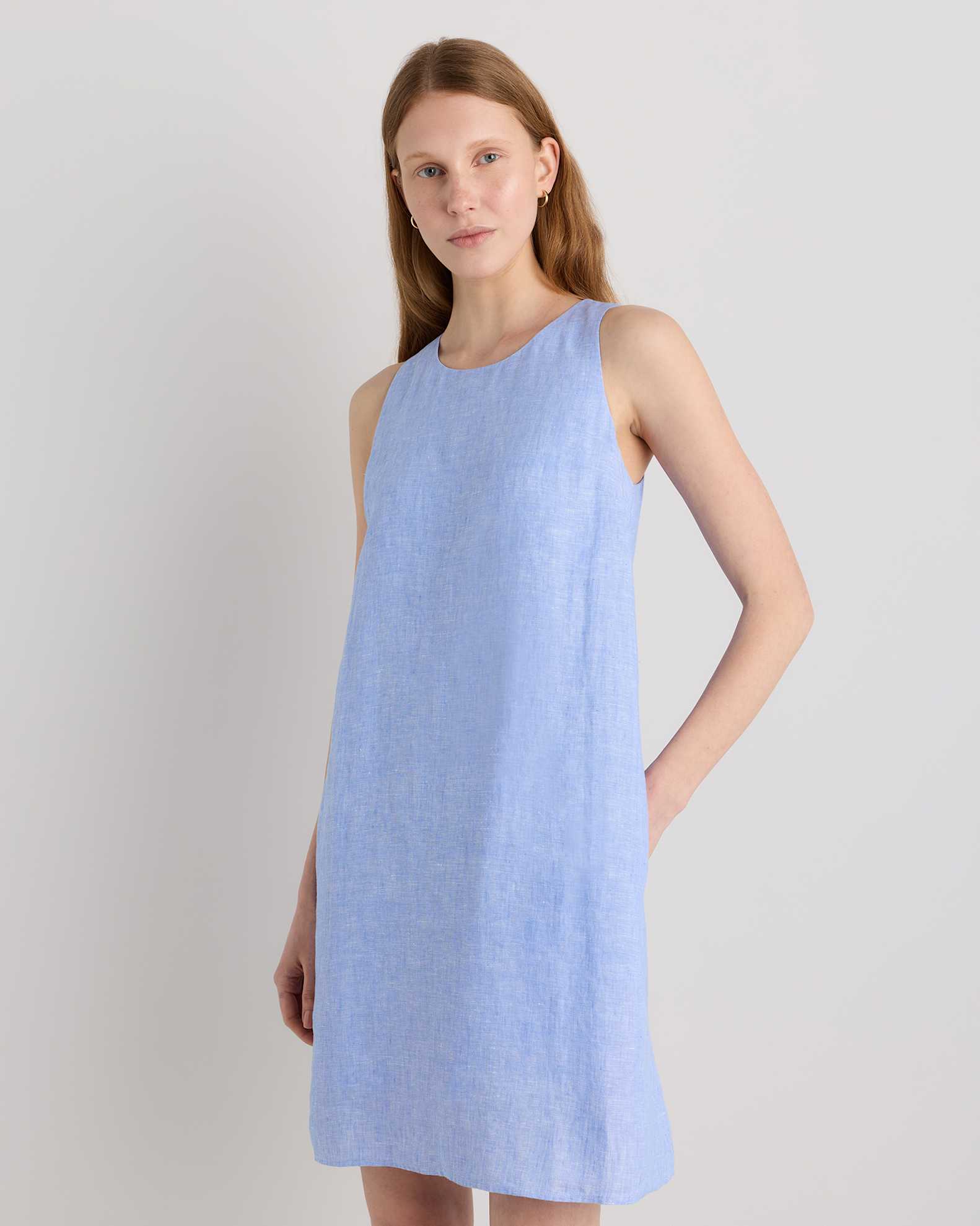 100% European Linen Tank Mini Dress in French Blue 100% European Linen Tank Mini Dress in French Blue