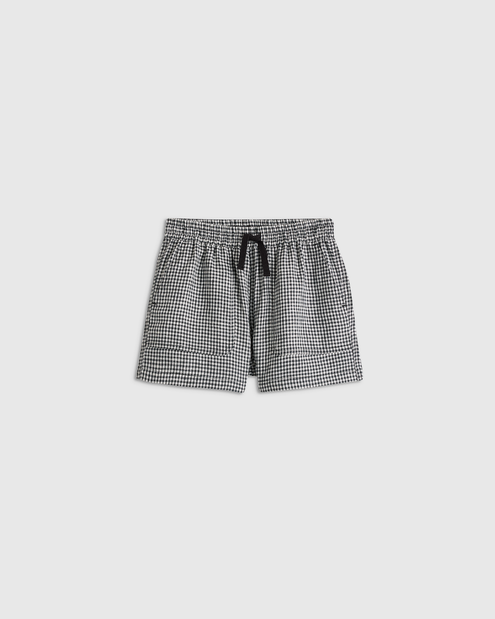Classic Mini Gingham 100% European Linen Drawstring Shorts