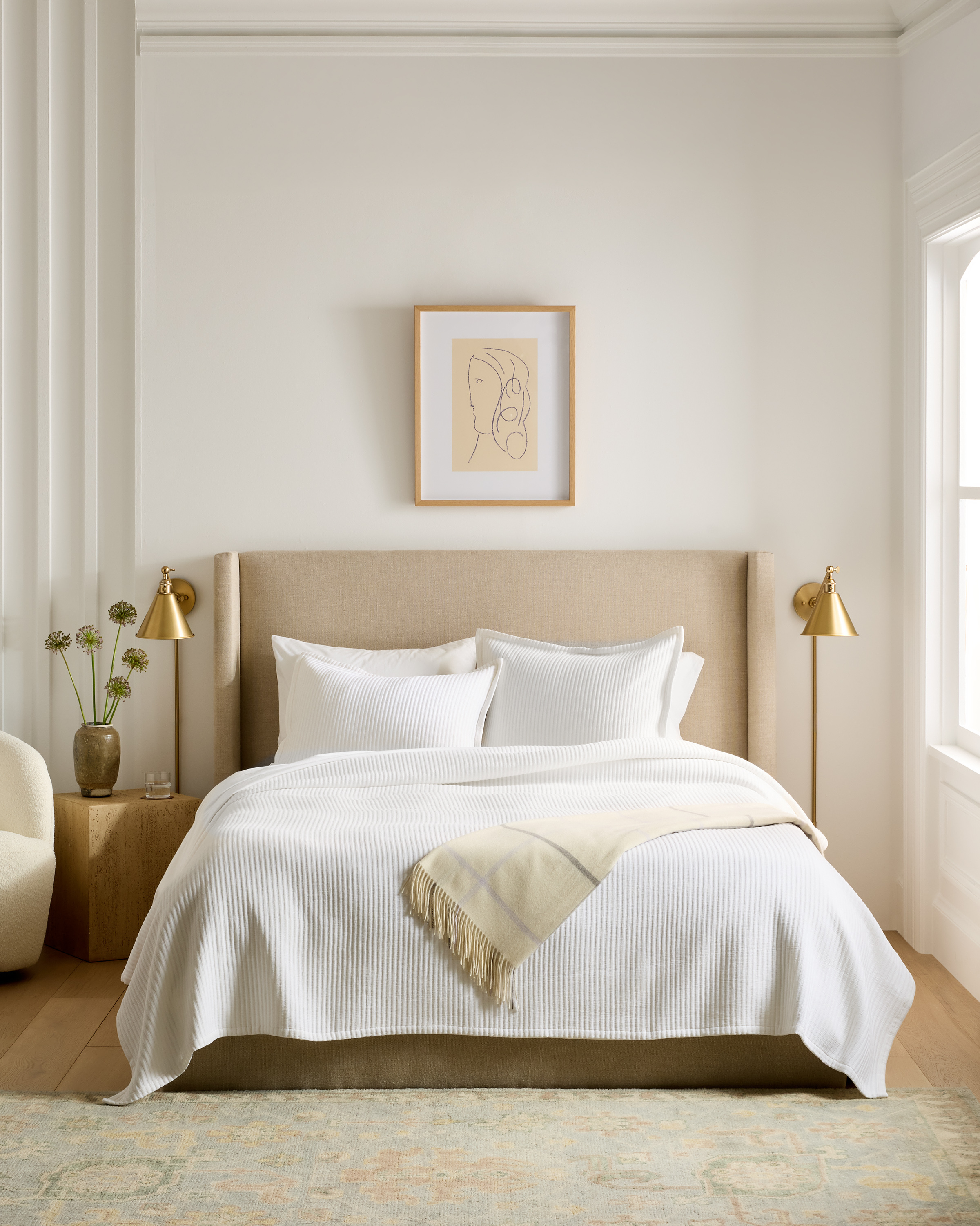 White Organic Cotton Matelasse Coverlet Set