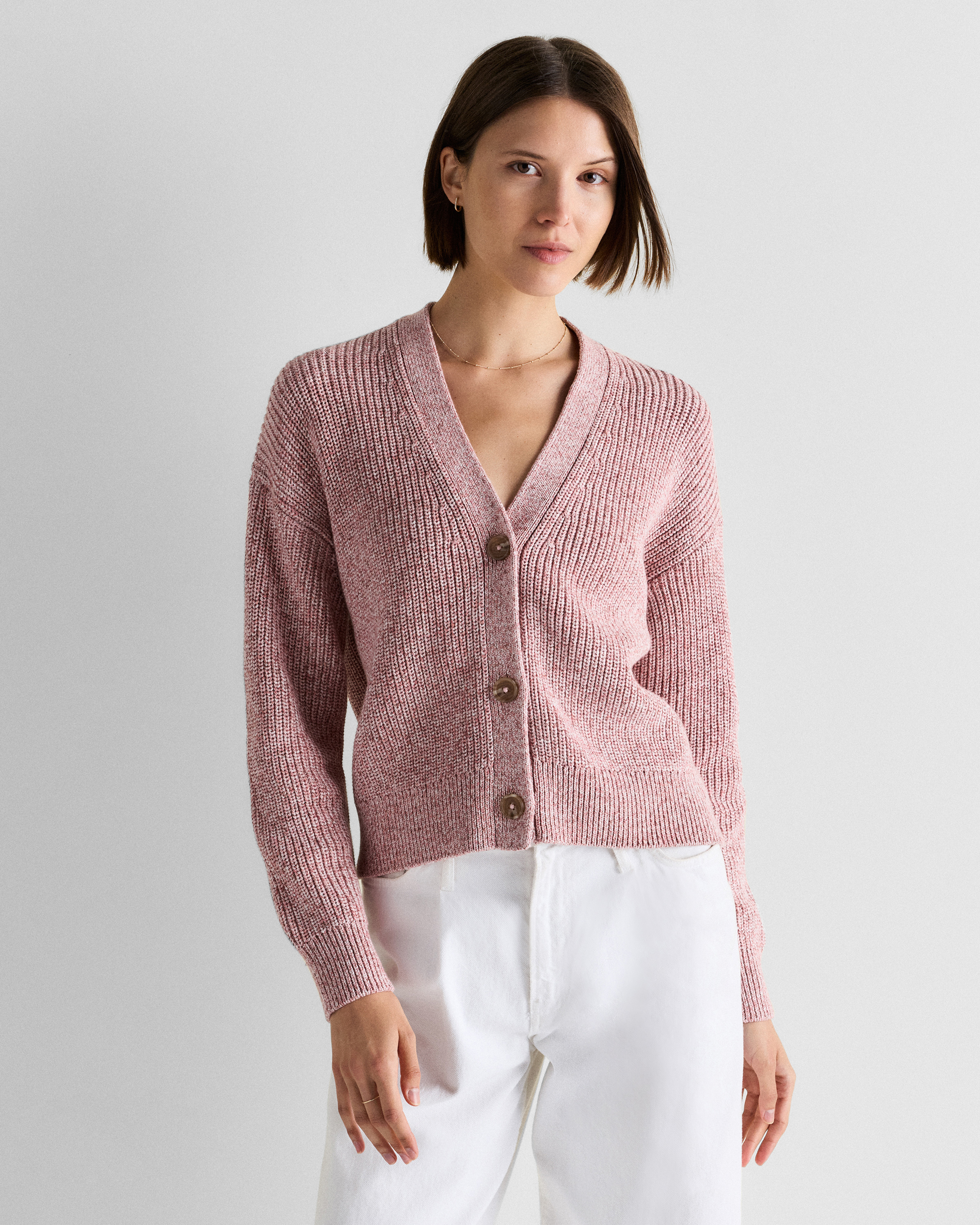 100% Organic Cotton Fisherman Boxy Cropped Cardigan