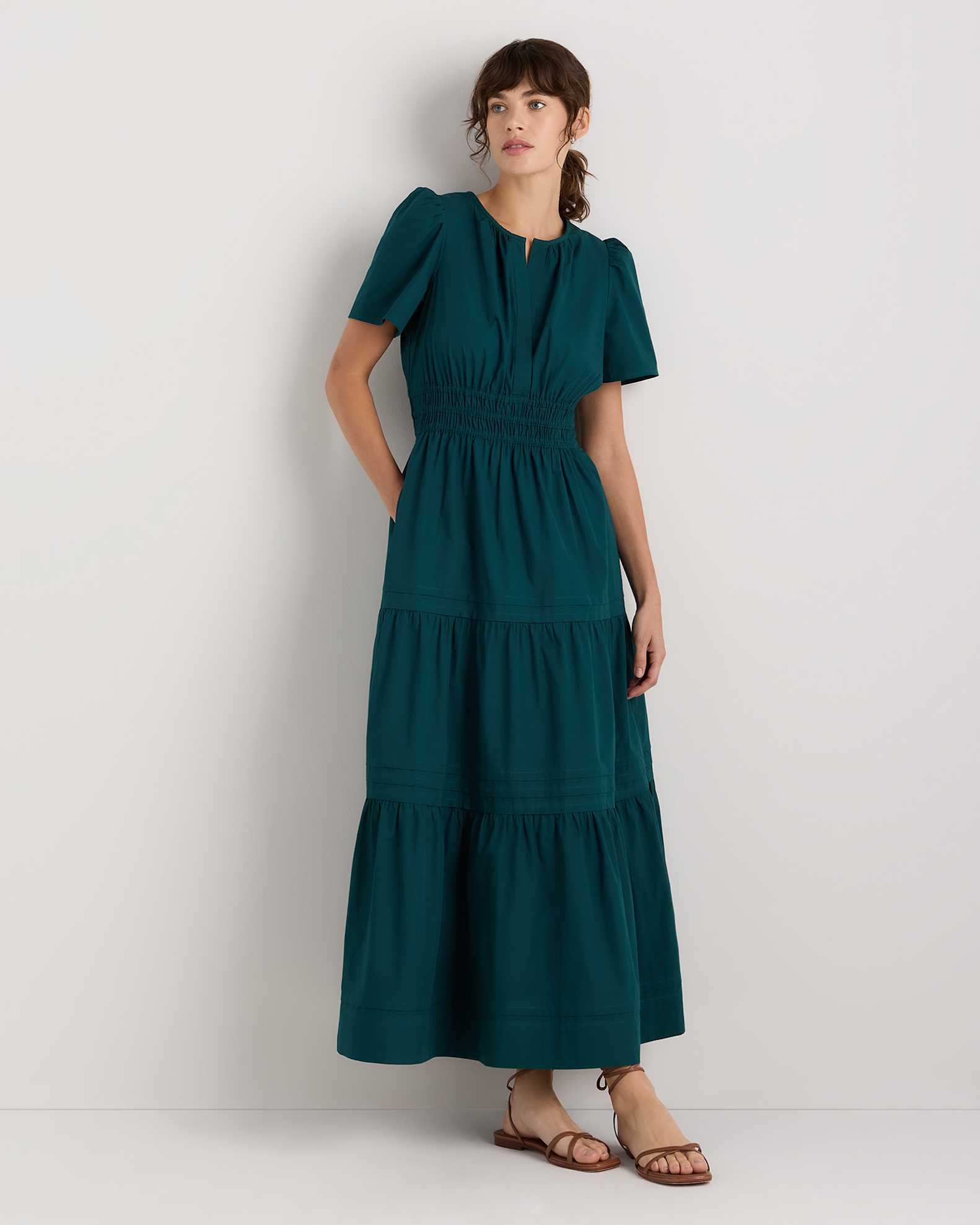 100 organic cotton tiered maxi dress Quince Women's Maxi Dress in Black, Size XL