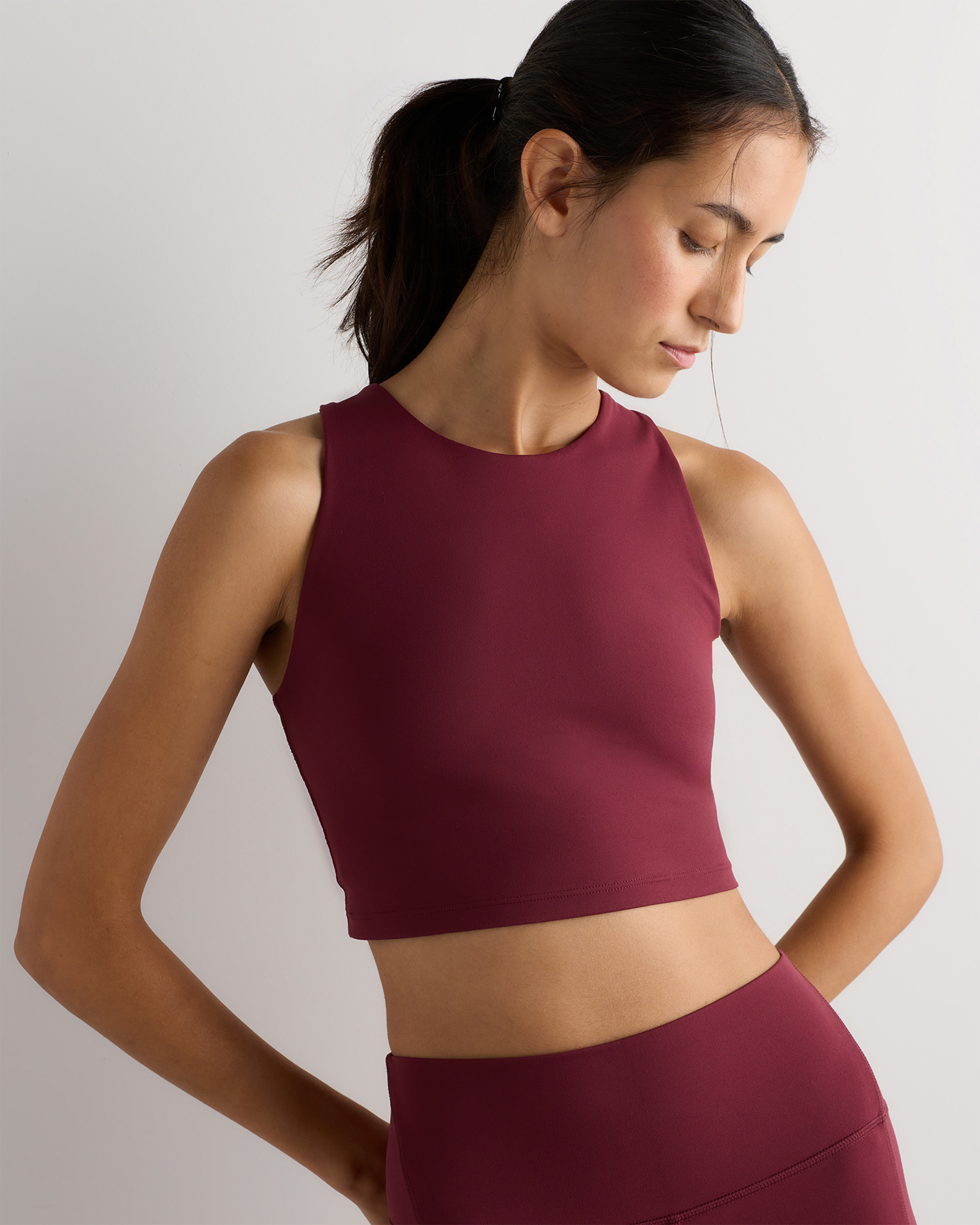 Burgundy Red Ultra-Form High-Neck Cropped Tank