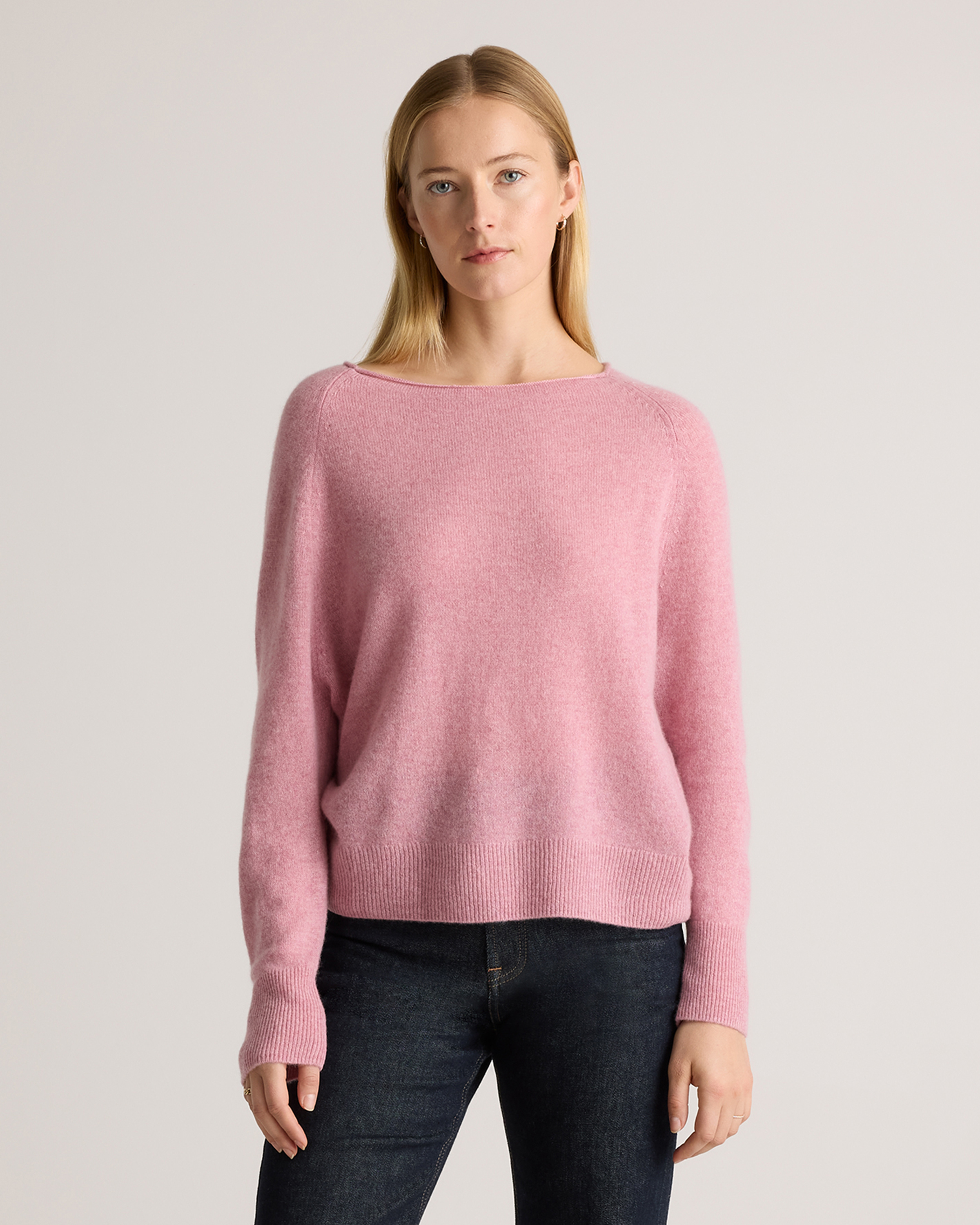 Mongolian Cashmere Boatneck Sweater in Mauve Mist