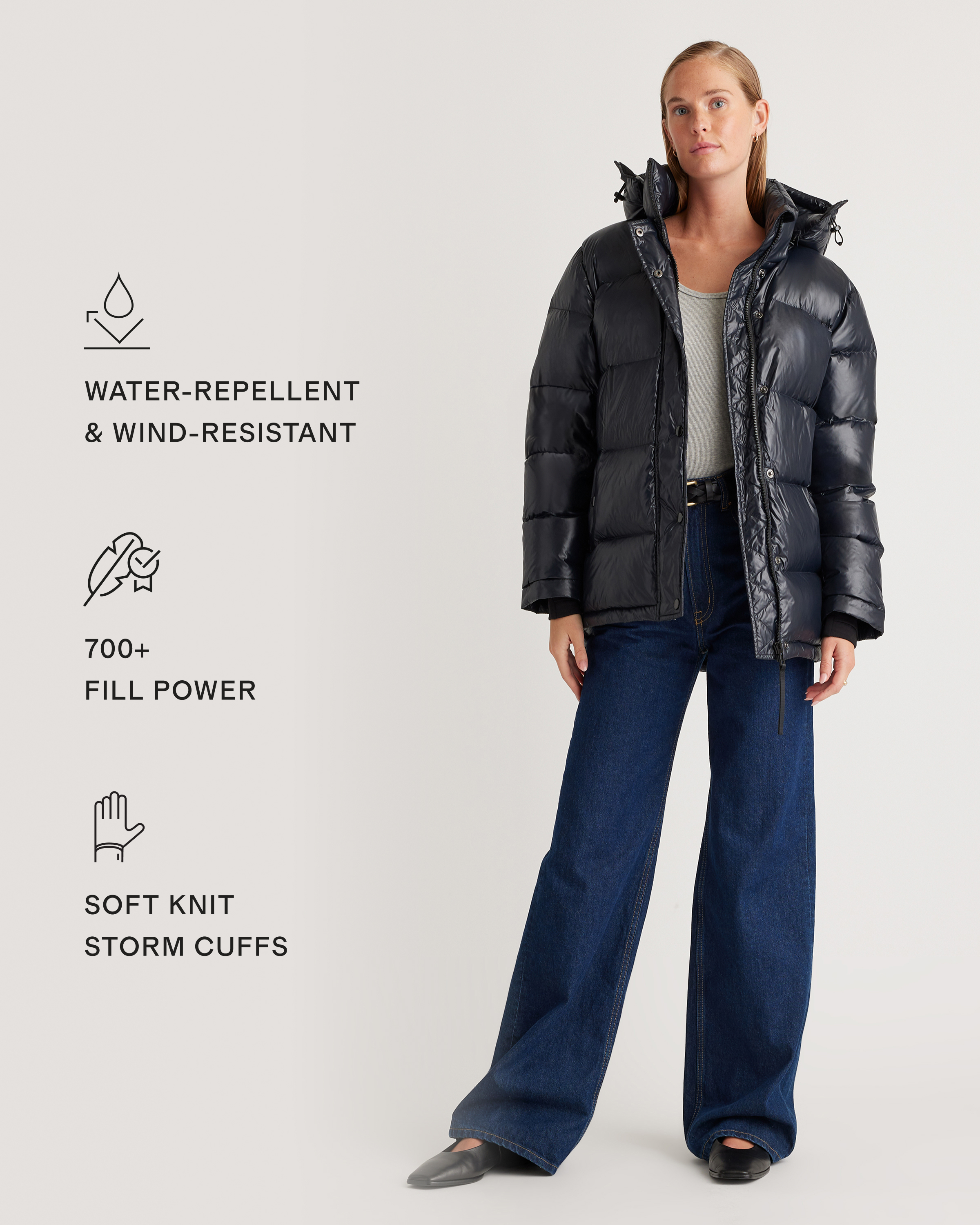 Responsible Down Puffer Jacket in Shiny Black