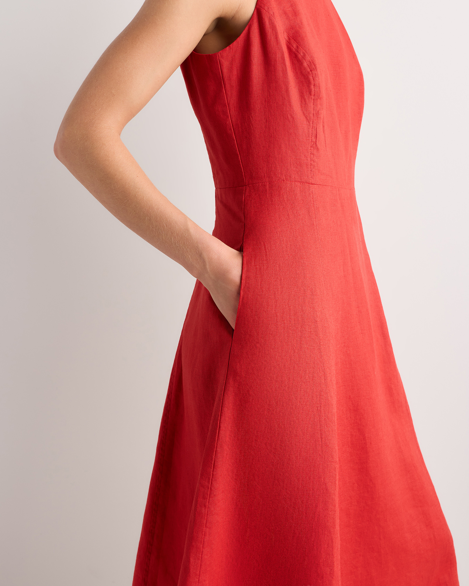 high neck linen midi dress Stateside Linen Mixed Media High Neck Dress in New Navy - XL - Shop Stateside Dresses