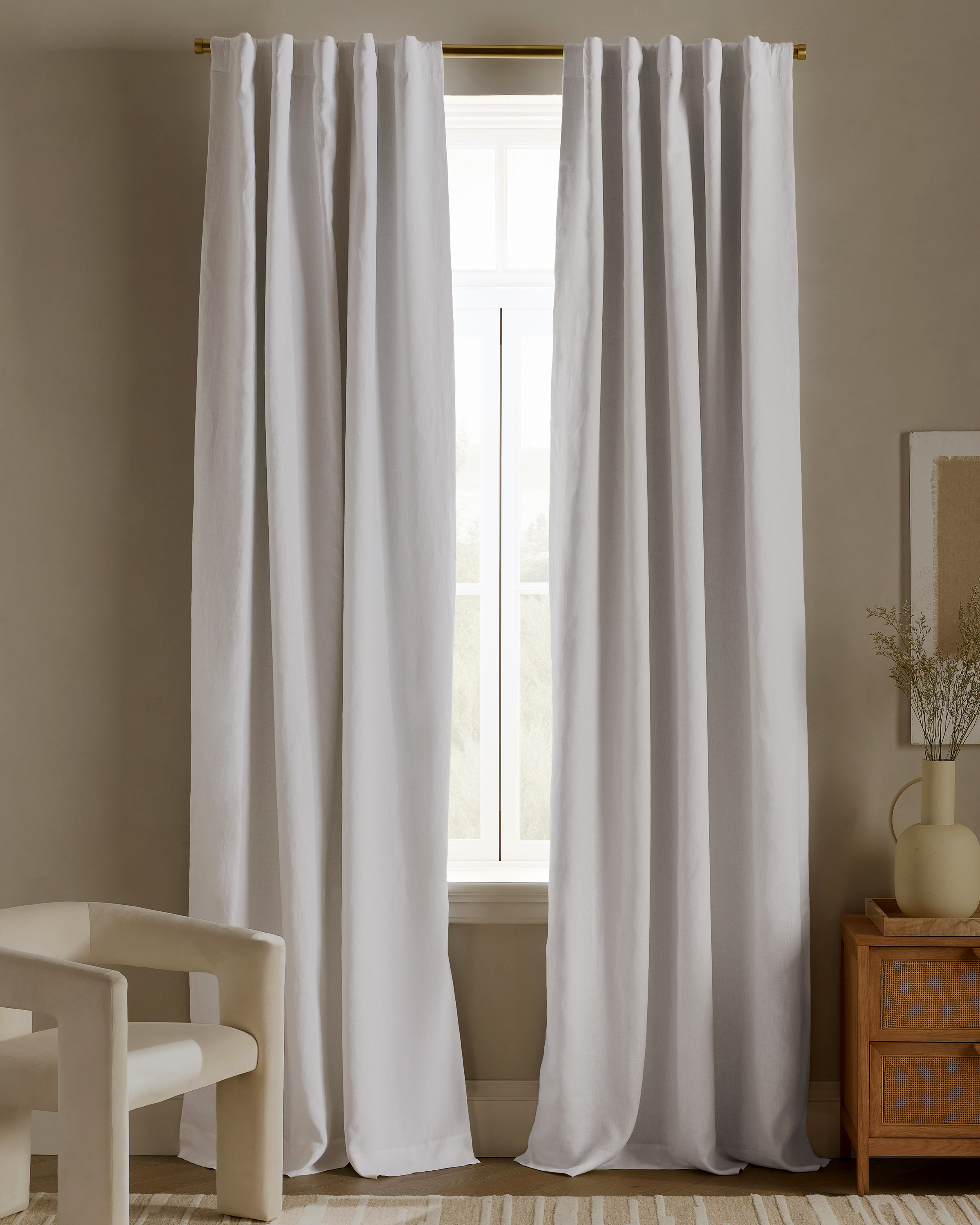 White European Linen True Blackout Curtain - Single Panel