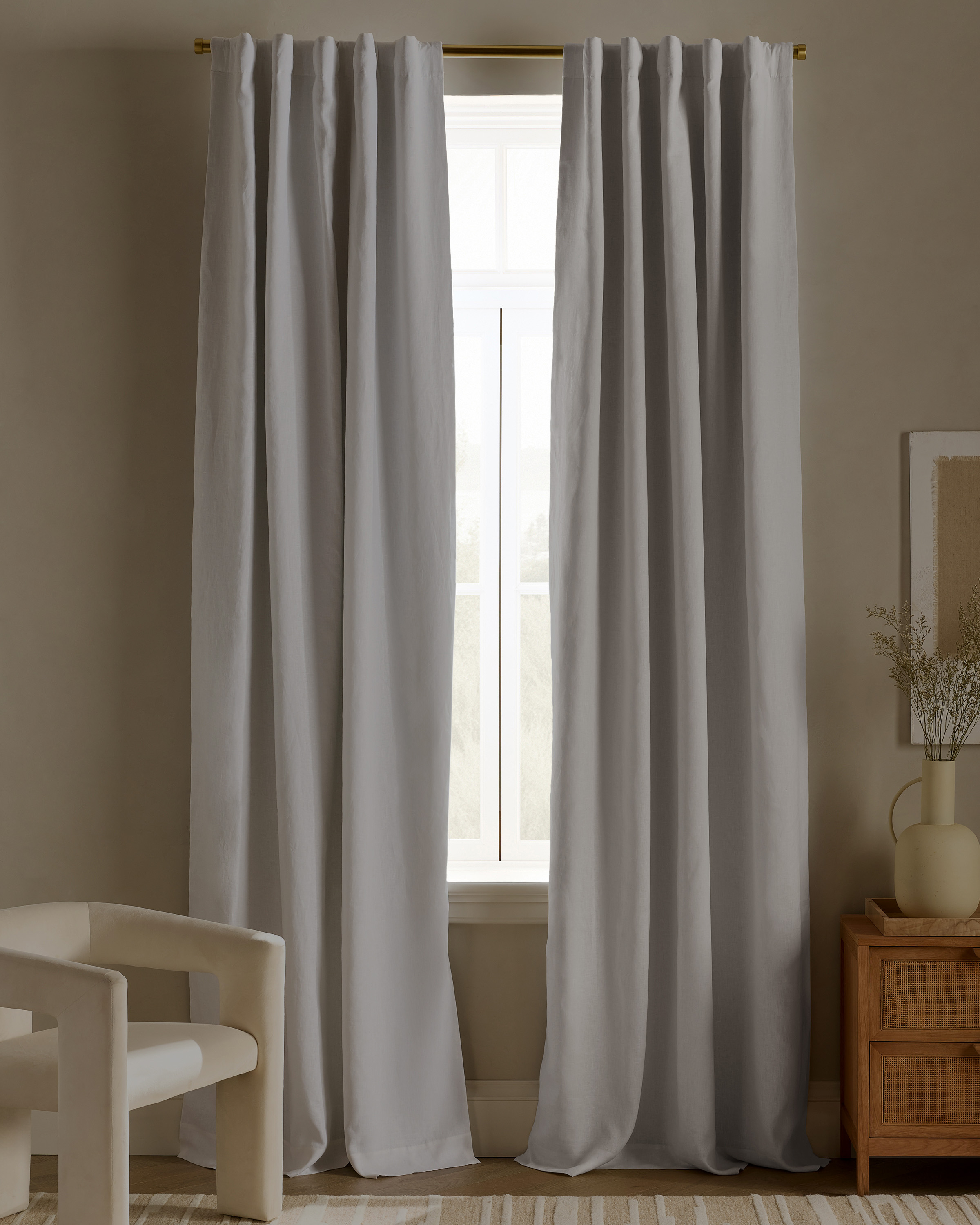 White European Linen True Blackout Curtain