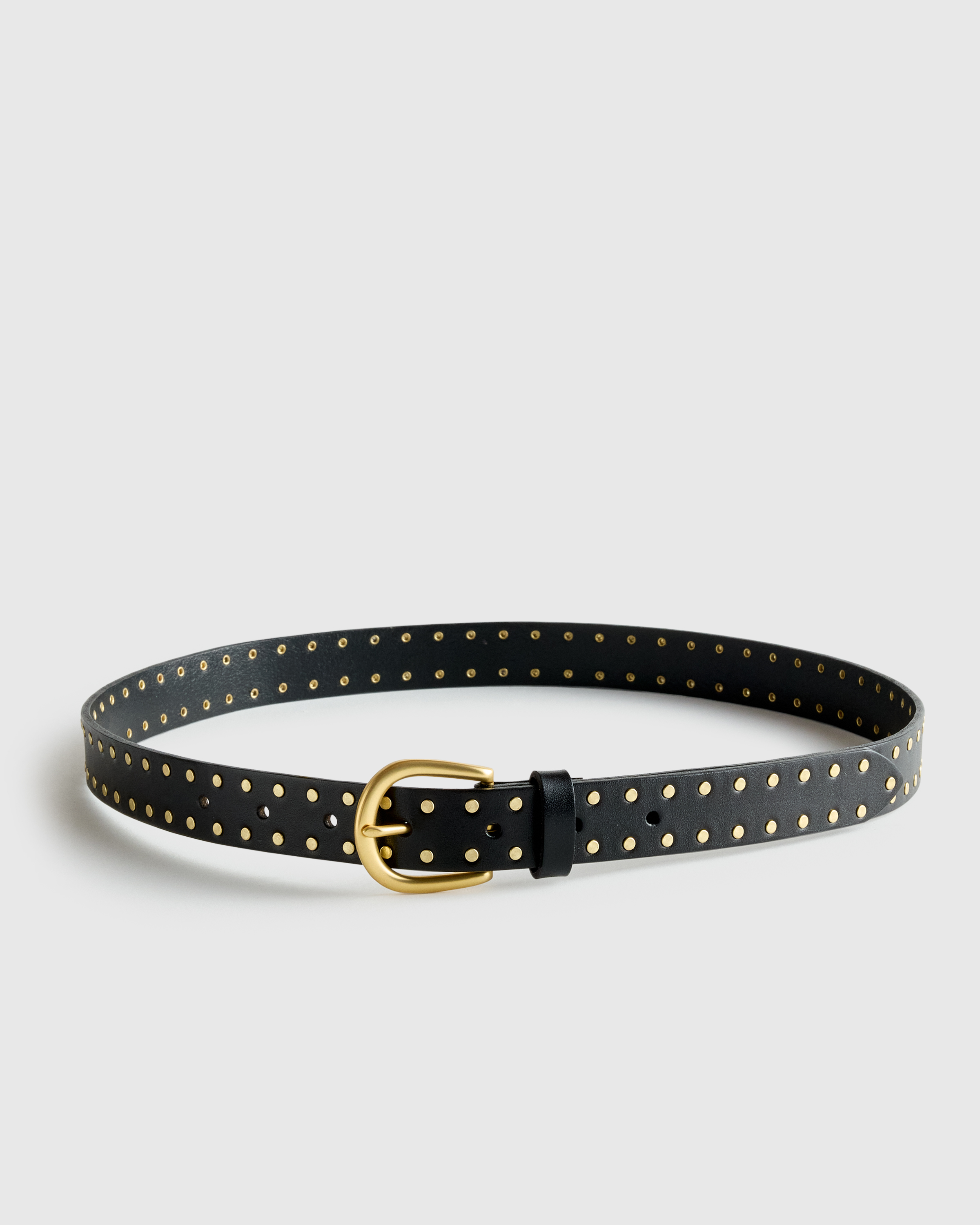 Black/Gold Ellie European Leather Flat Stud Belt