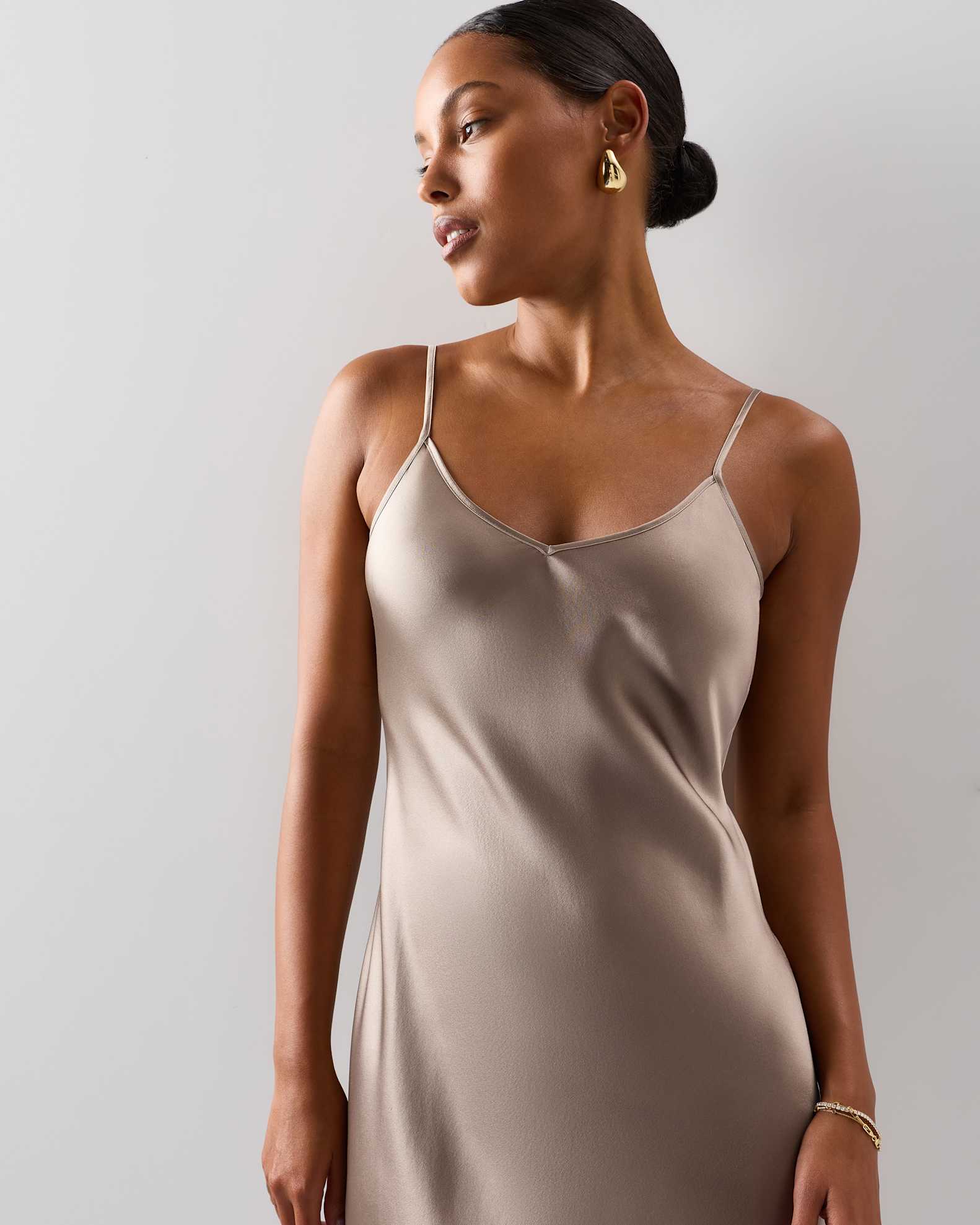 100% Washable Silk Slip Dress in Morel Grey 100% Washable Silk Slip Dress in Morel Grey