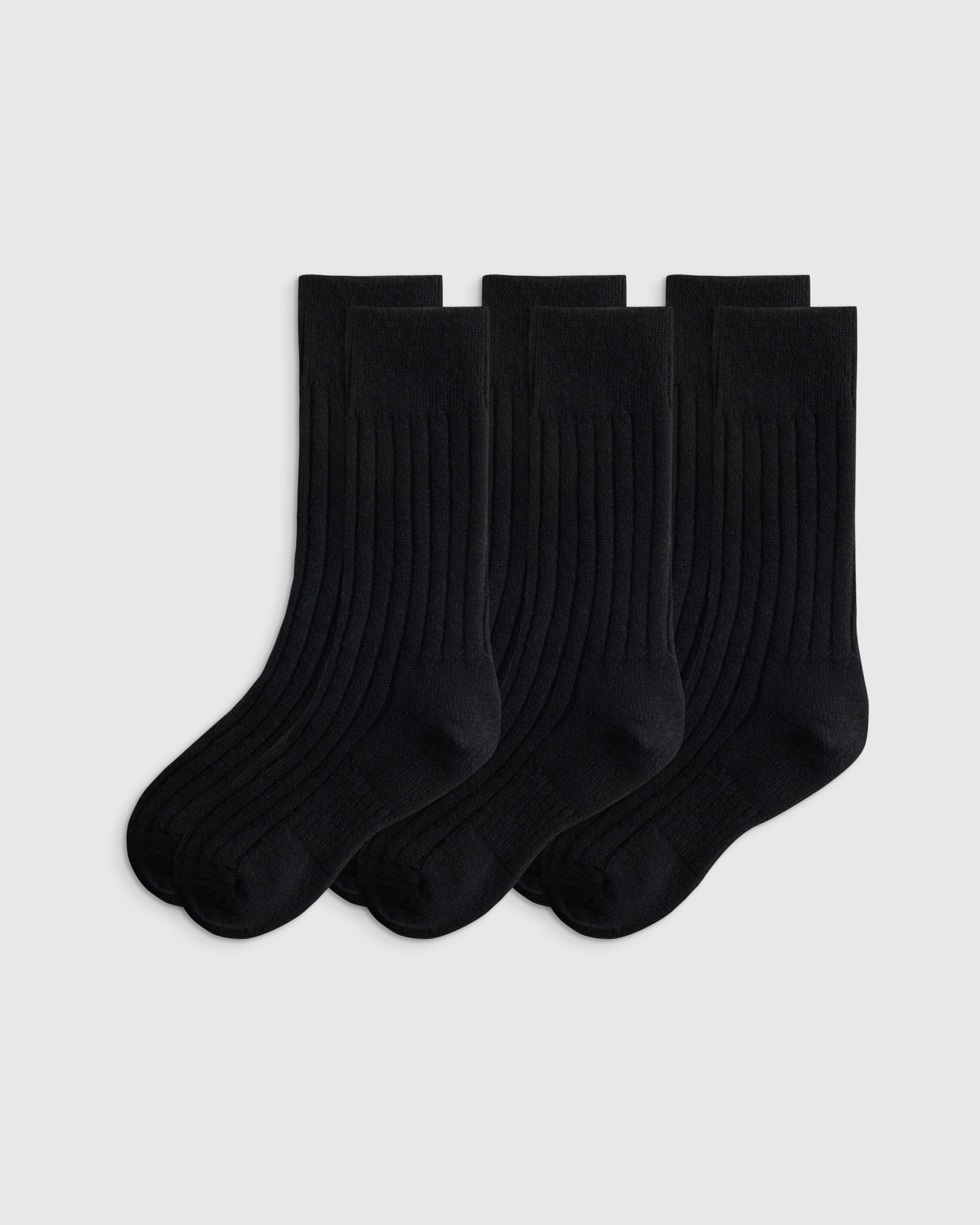 Obsidian Merino Cashmere Blend Ribbed Crew Sock (3-Pack)