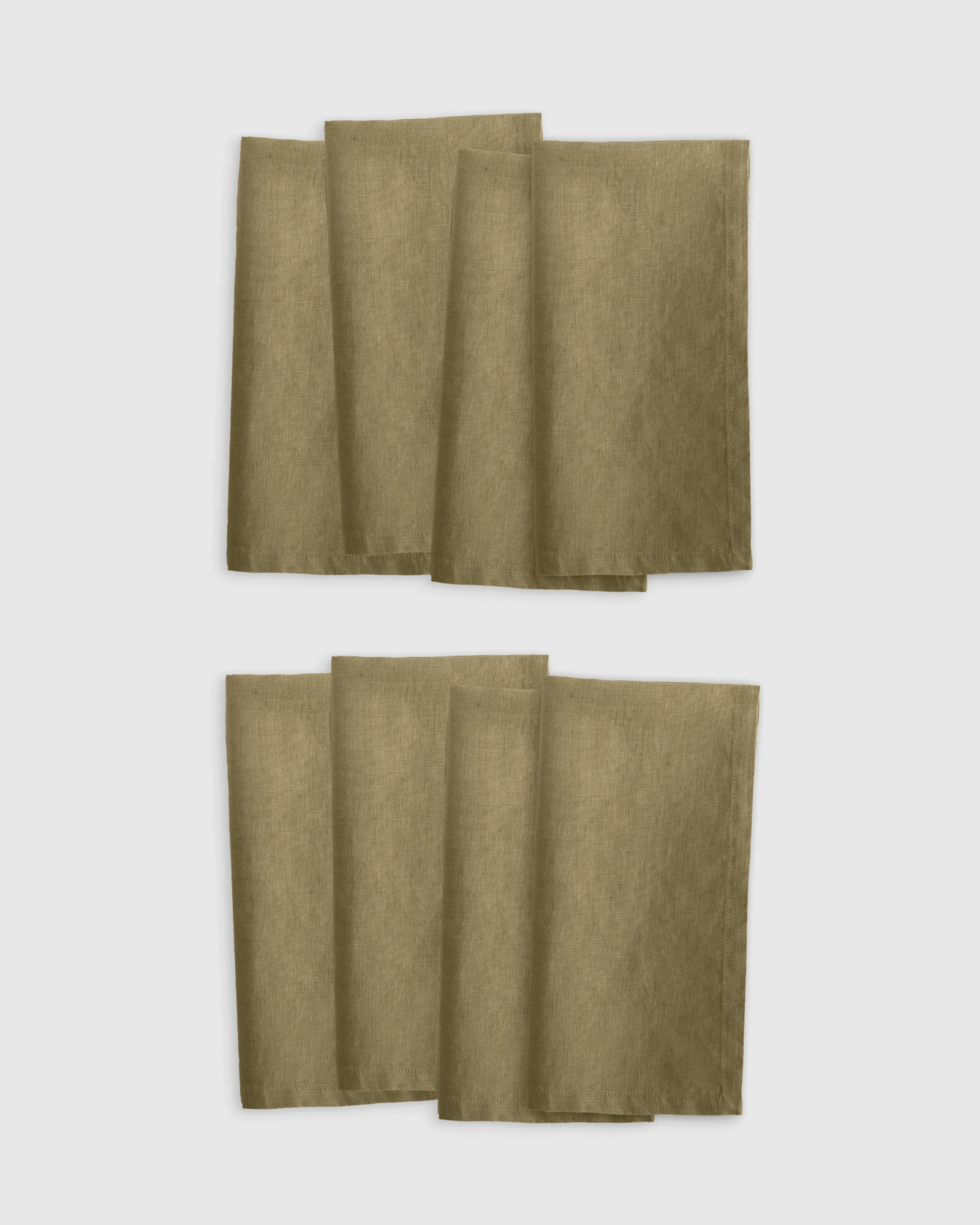 European Linen Napkins, Set of 8 in Aloe