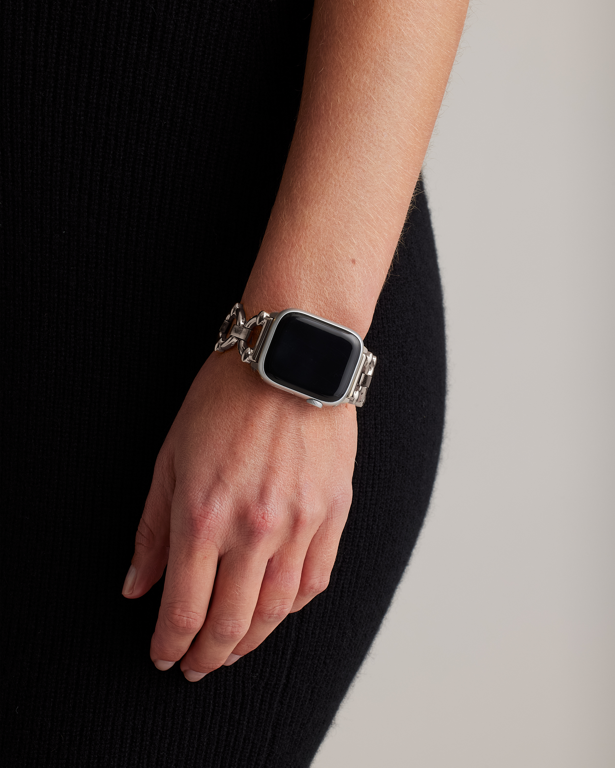 Stainless Steel Chain Link Smartwatch Band in Silver